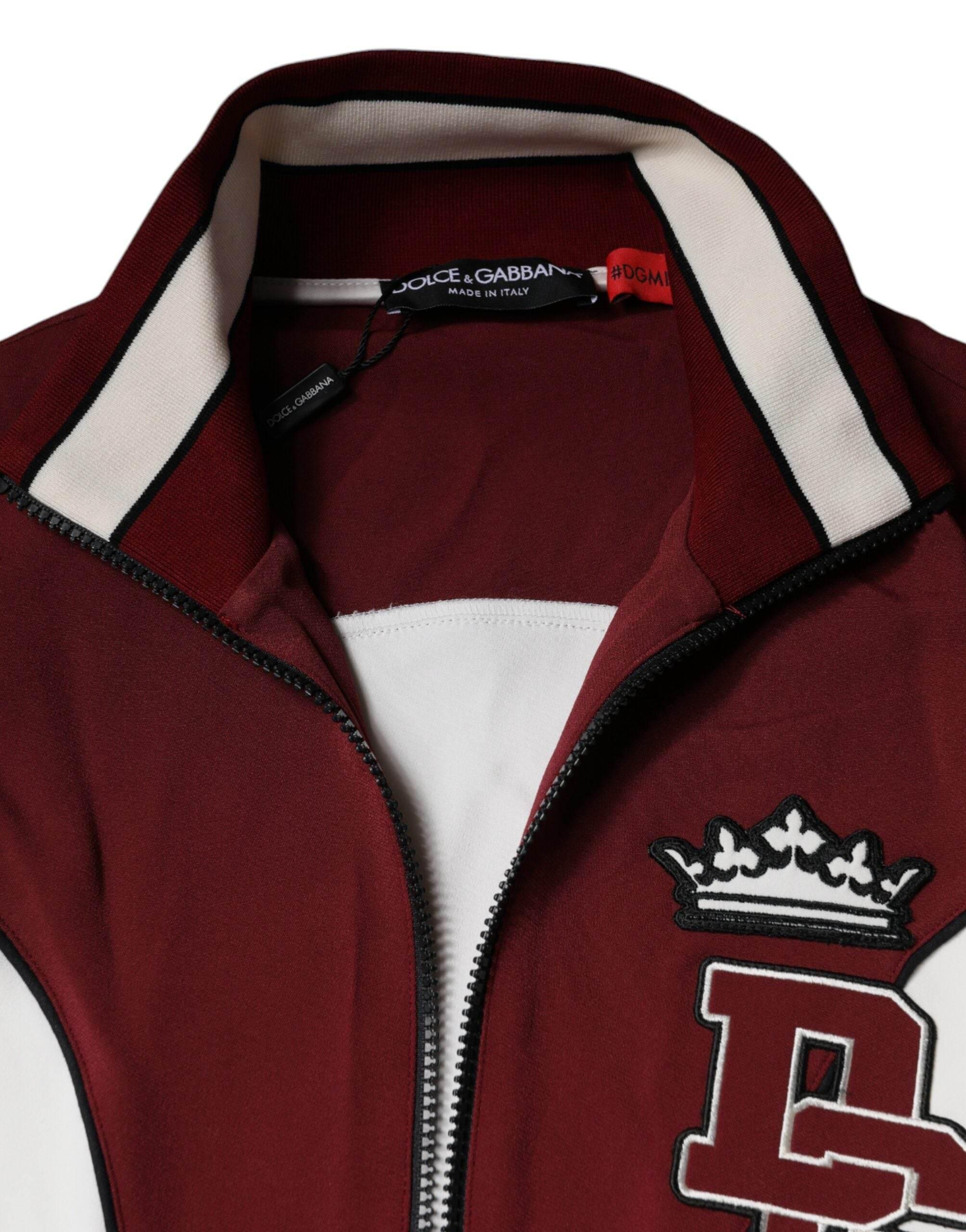 Dolce & Gabbana Red White Logo Full Zip Sweatshirt Sweater - Hilstor