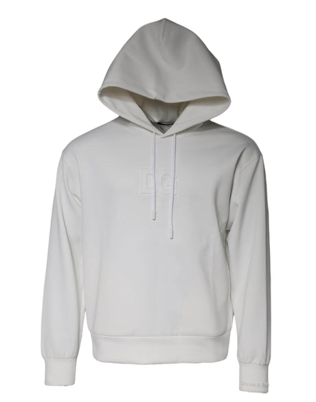 Dolce & Gabbana White DG Logo Hooded Men Sweatshirt Sweater - Hilstor