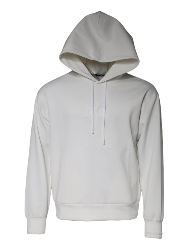 Dolce & Gabbana White DG Logo Hooded Men Sweatshirt Sweater - Hilstor