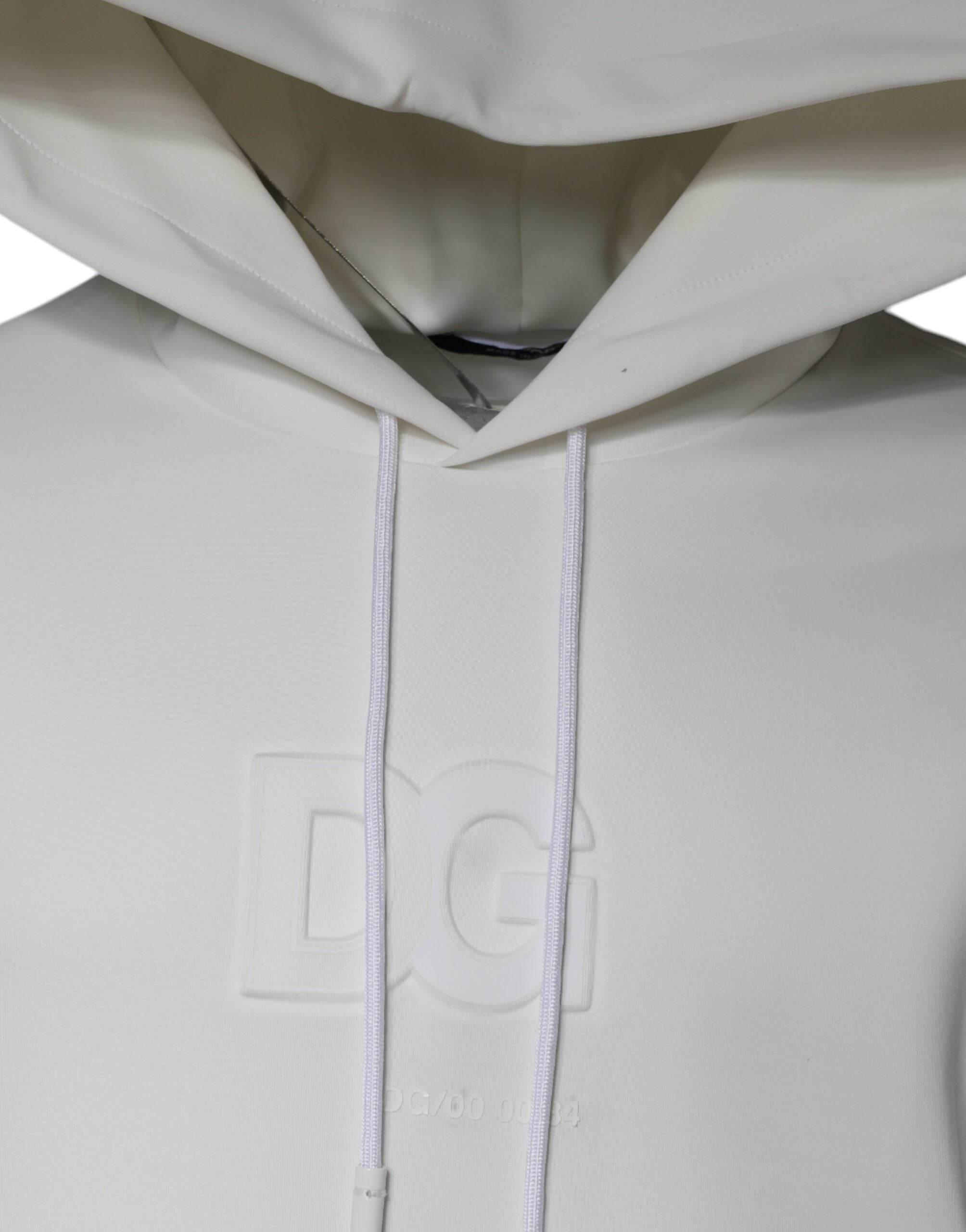 Dolce & Gabbana White DG Logo Hooded Men Sweatshirt Sweater - Hilstor