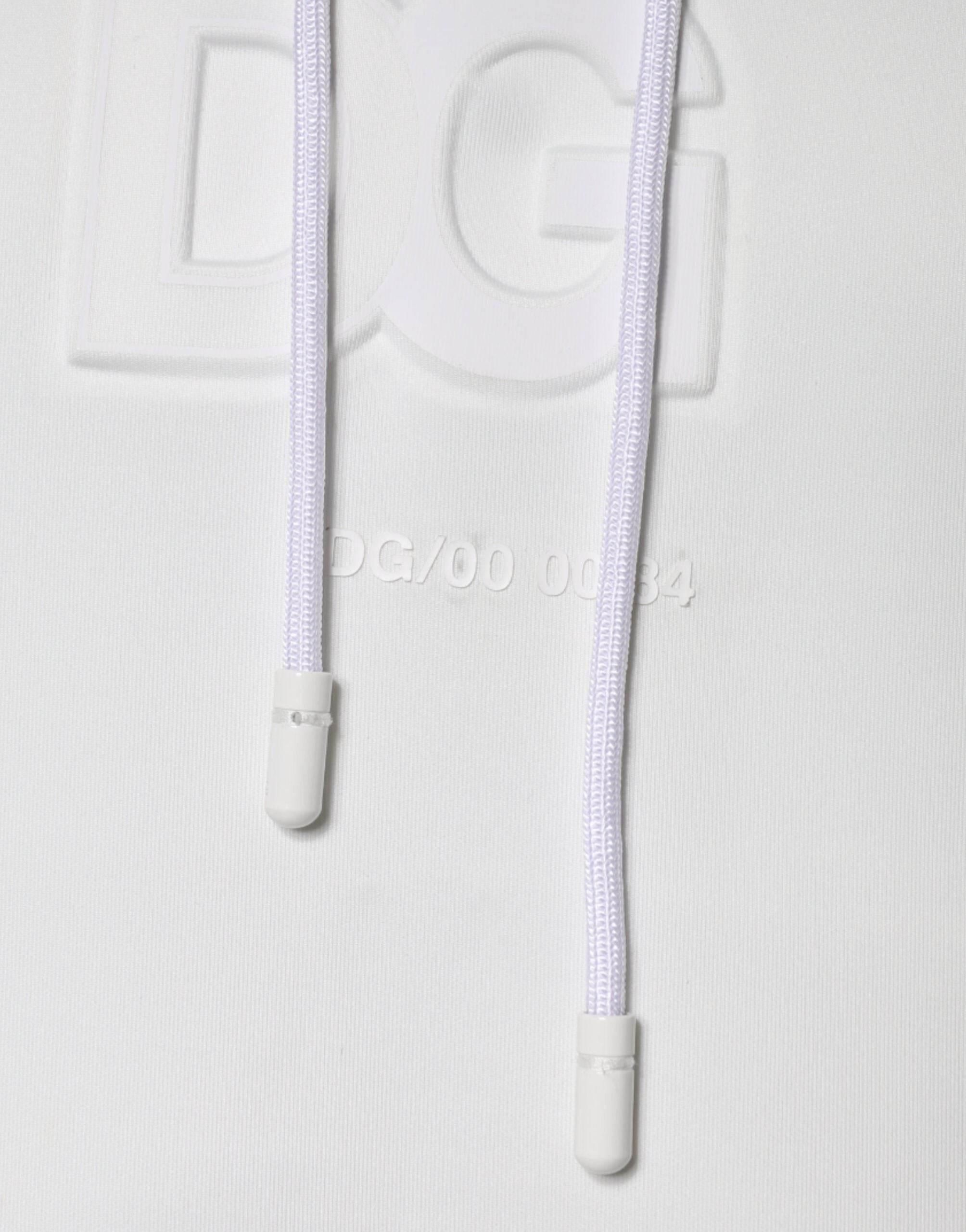 Dolce & Gabbana White DG Logo Hooded Men Sweatshirt Sweater - Hilstor