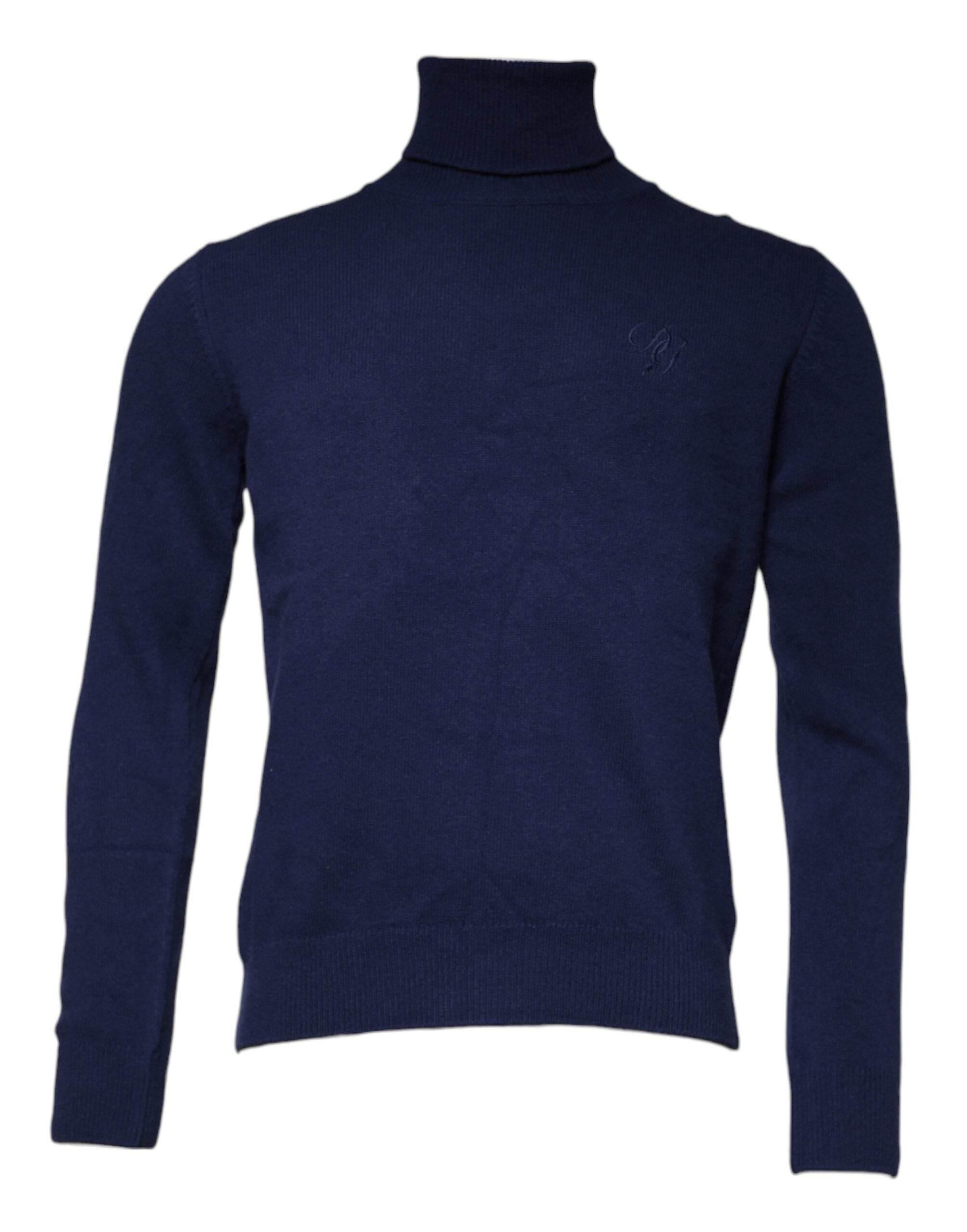Dolce & Gabbana Blue Wool Knit Turtleneck Pullover Sweater - Hilstor