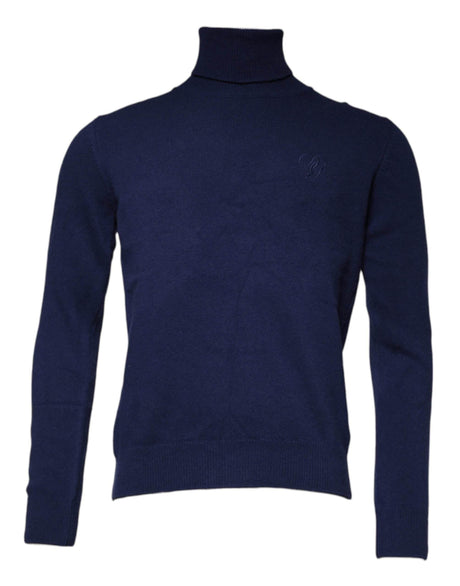Dolce & Gabbana Blue Wool Knit Turtleneck Pullover Sweater - Hilstor