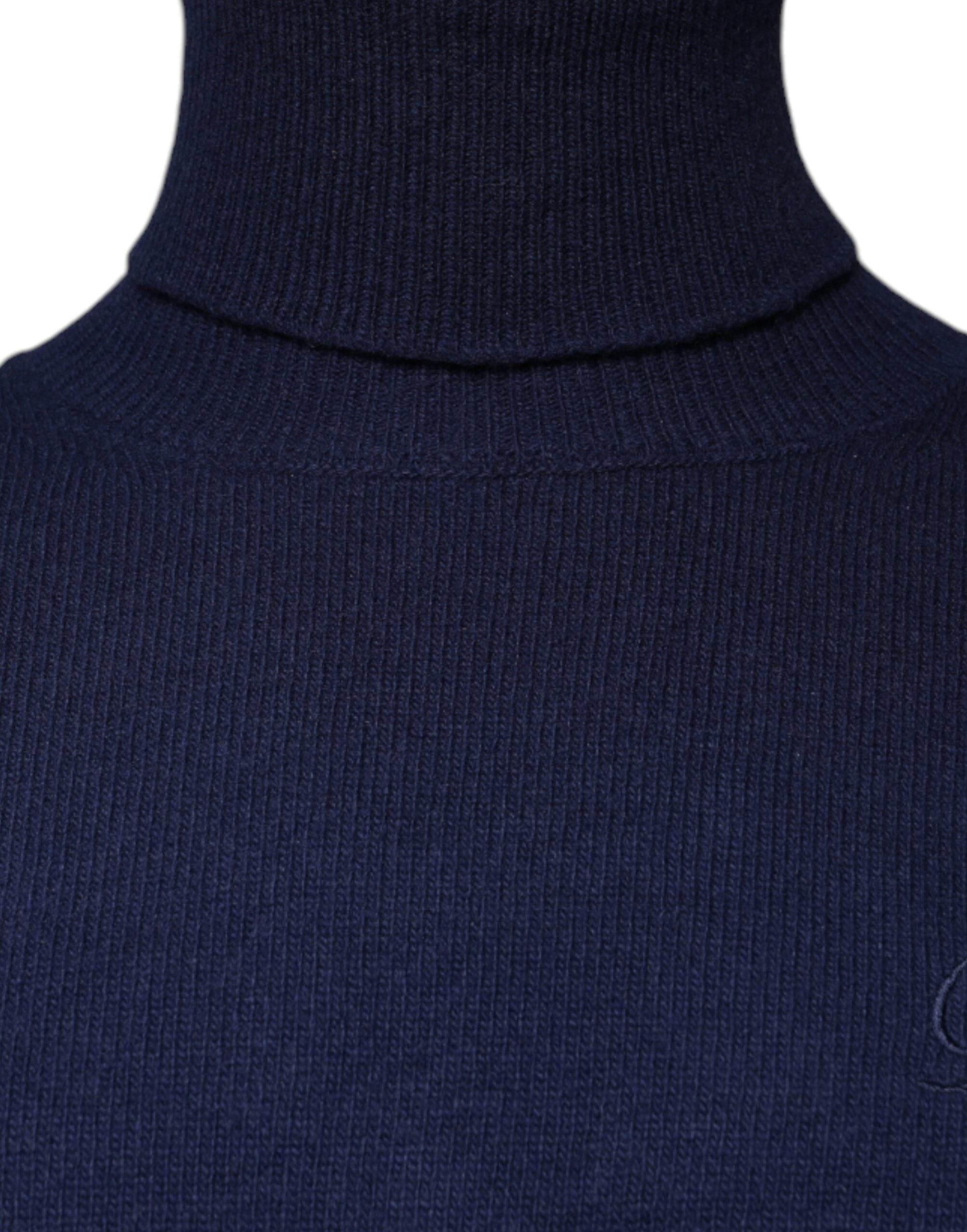 Dolce & Gabbana Blue Wool Knit Turtleneck Pullover Sweater - Hilstor