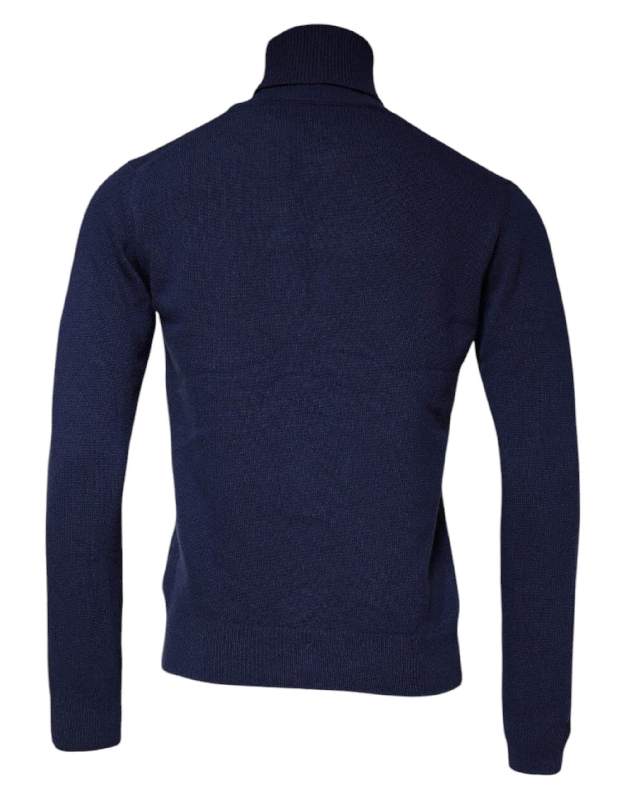 Dolce & Gabbana Blue Wool Knit Turtleneck Pullover Sweater - Hilstor