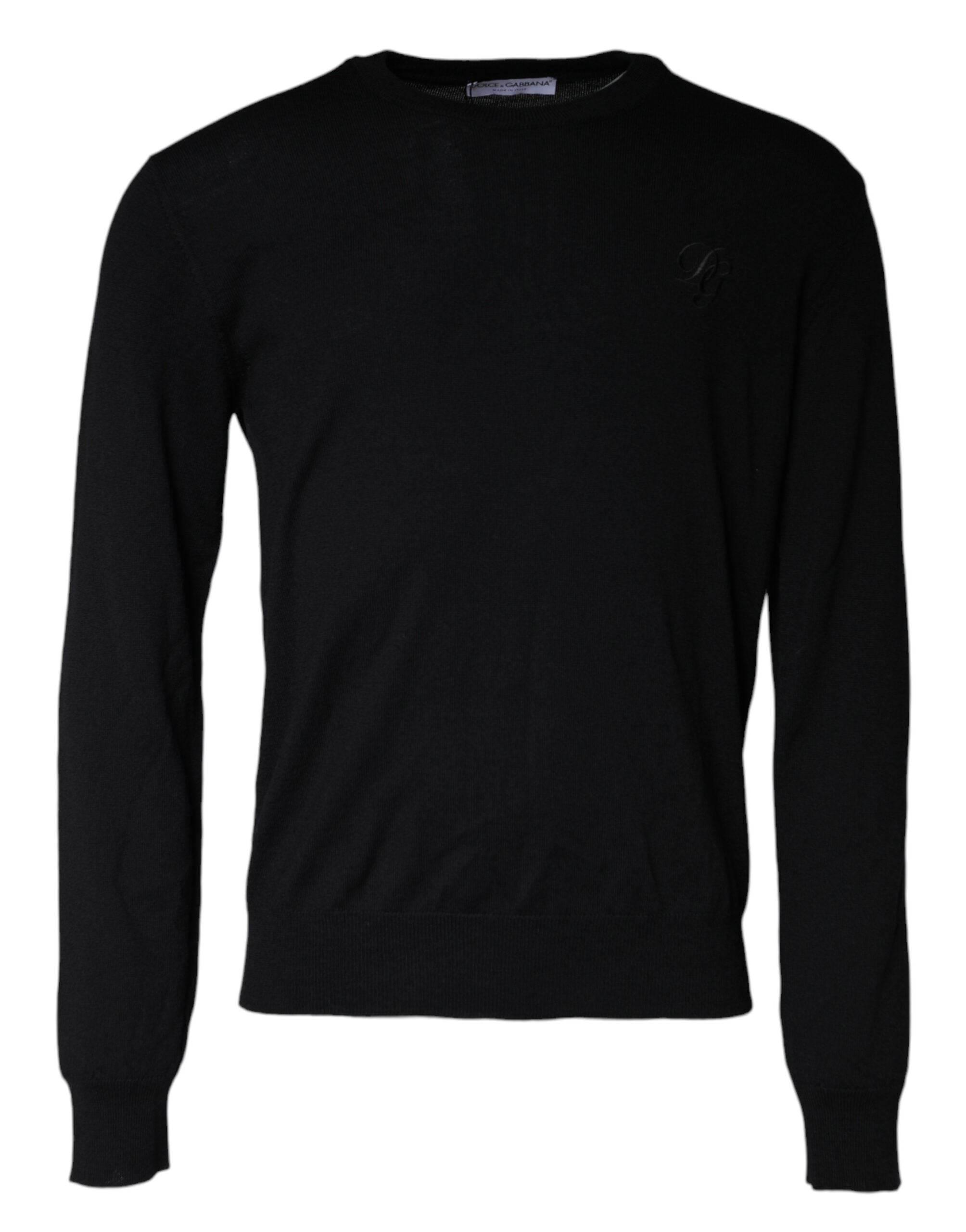 Dolce & Gabbana Black Wool Knit Crew Neck Pullover Sweater - Hilstor