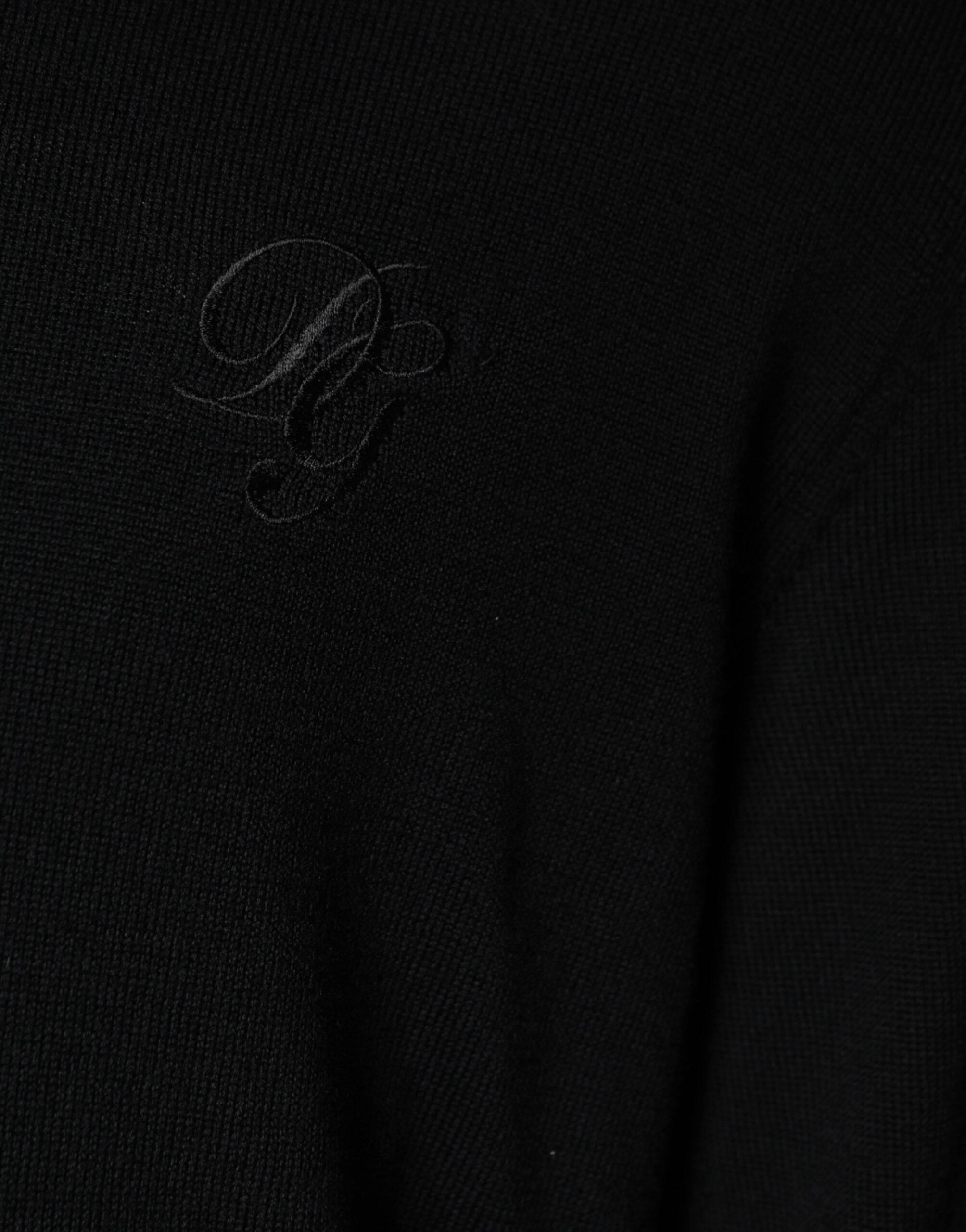 Dolce & Gabbana Black Wool Knit Crew Neck Pullover Sweater - Hilstor
