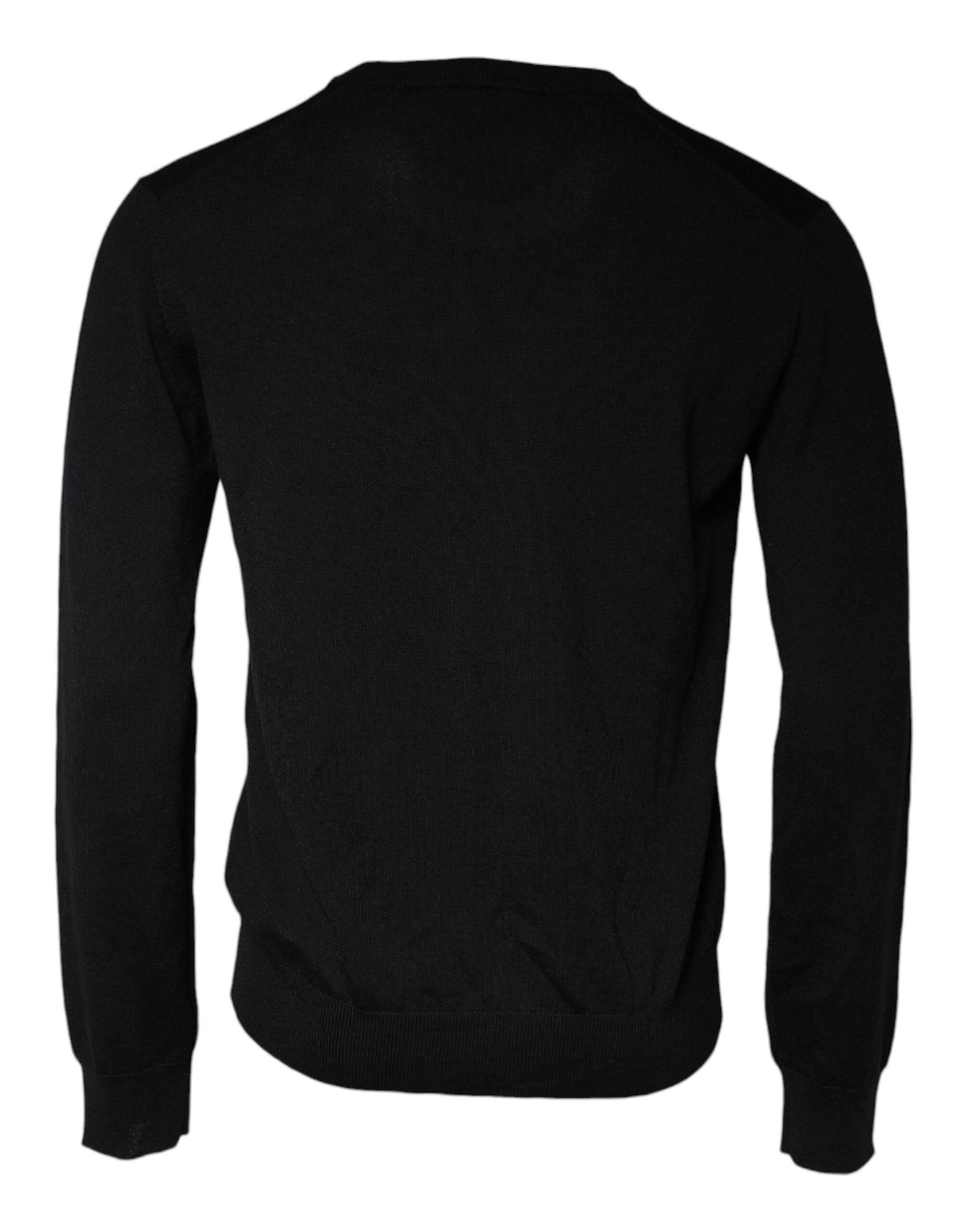 Dolce & Gabbana Black Wool Knit Crew Neck Pullover Sweater - Hilstor