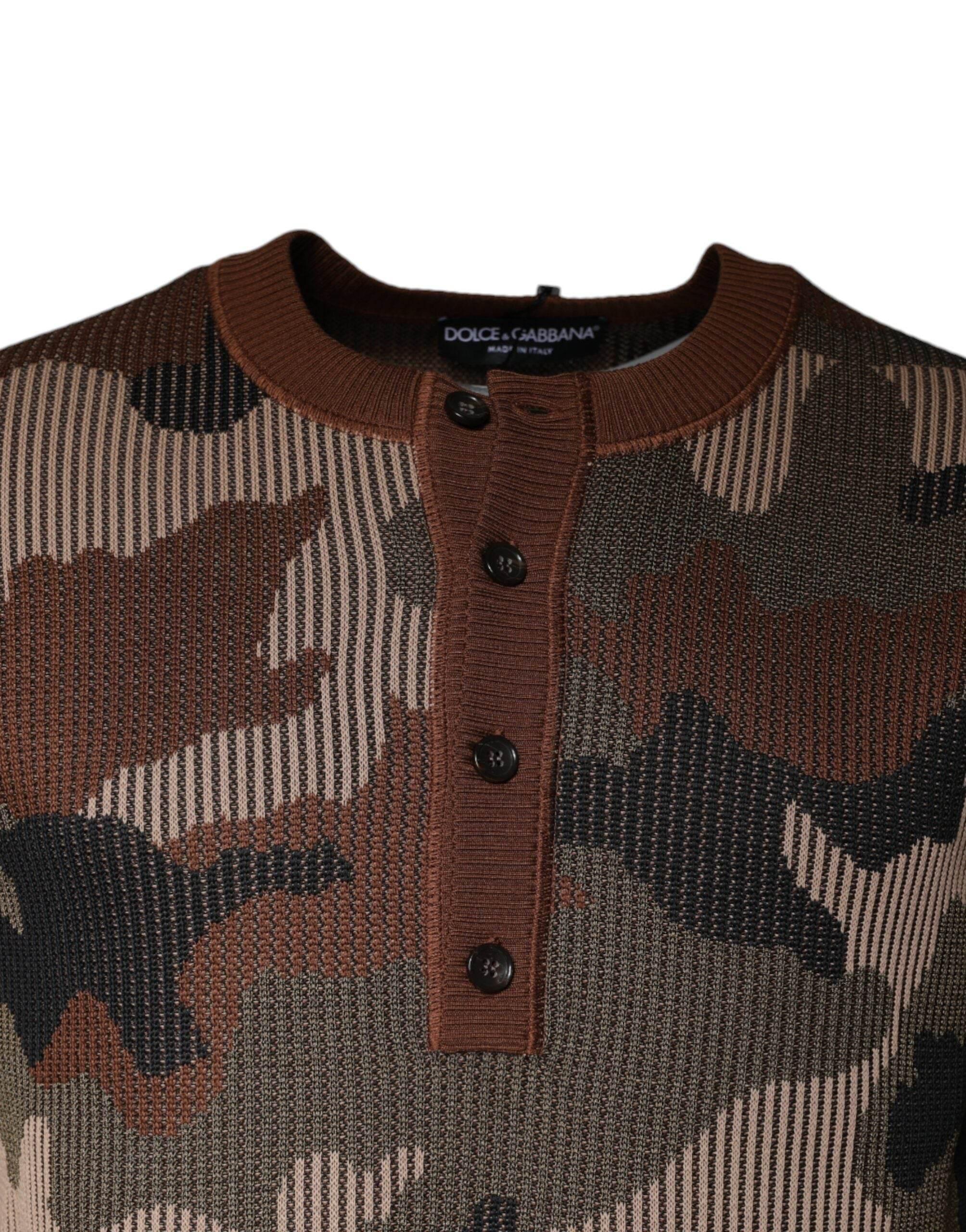 Dolce & Gabbana Multicolor Camouflage Men Pullover Sweater - Hilstor