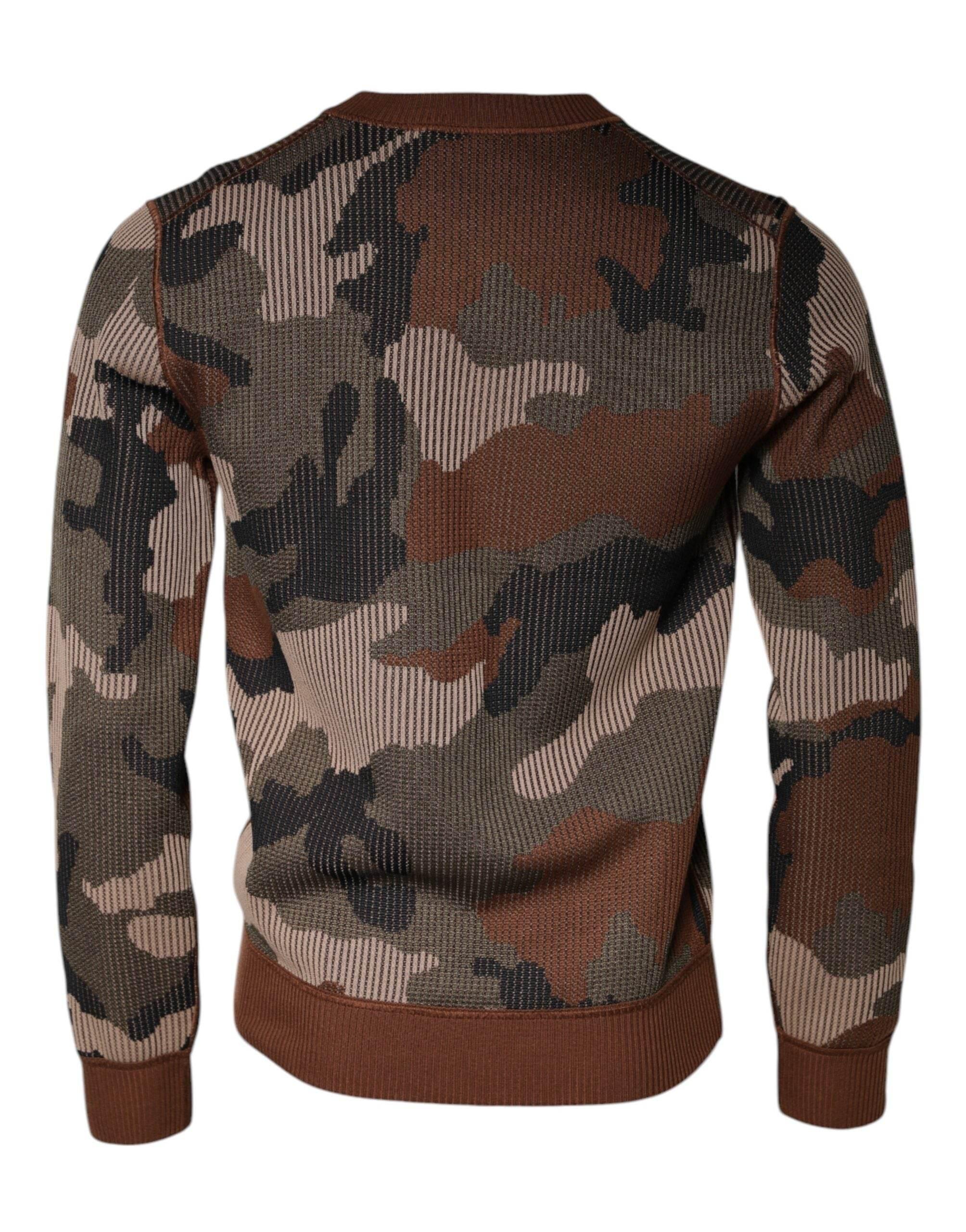 Dolce & Gabbana Multicolor Camouflage Men Pullover Sweater - Hilstor