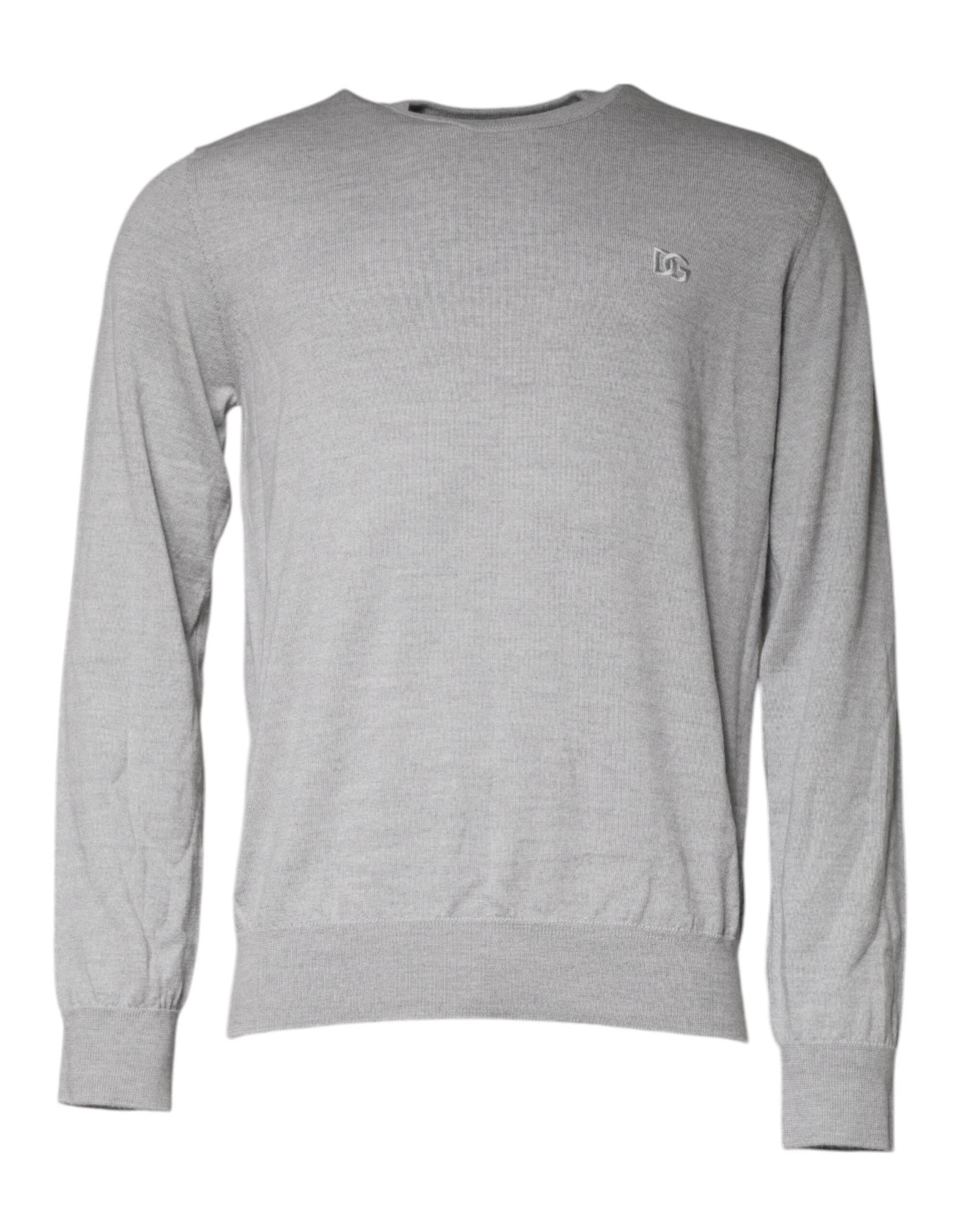 Dolce & Gabbana Light Gray Wool Crew Neck Pullover Sweater - Hilstor