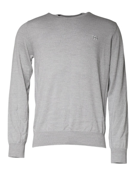 Dolce & Gabbana Light Gray Wool Crew Neck Pullover Sweater - Hilstor