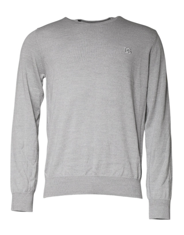 Dolce & Gabbana Light Gray Wool Crew Neck Pullover Sweater - Hilstor