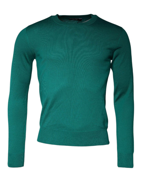 Dolce & Gabbana Green Wool Knit Crew Neck Pullover Sweater - Hilstor