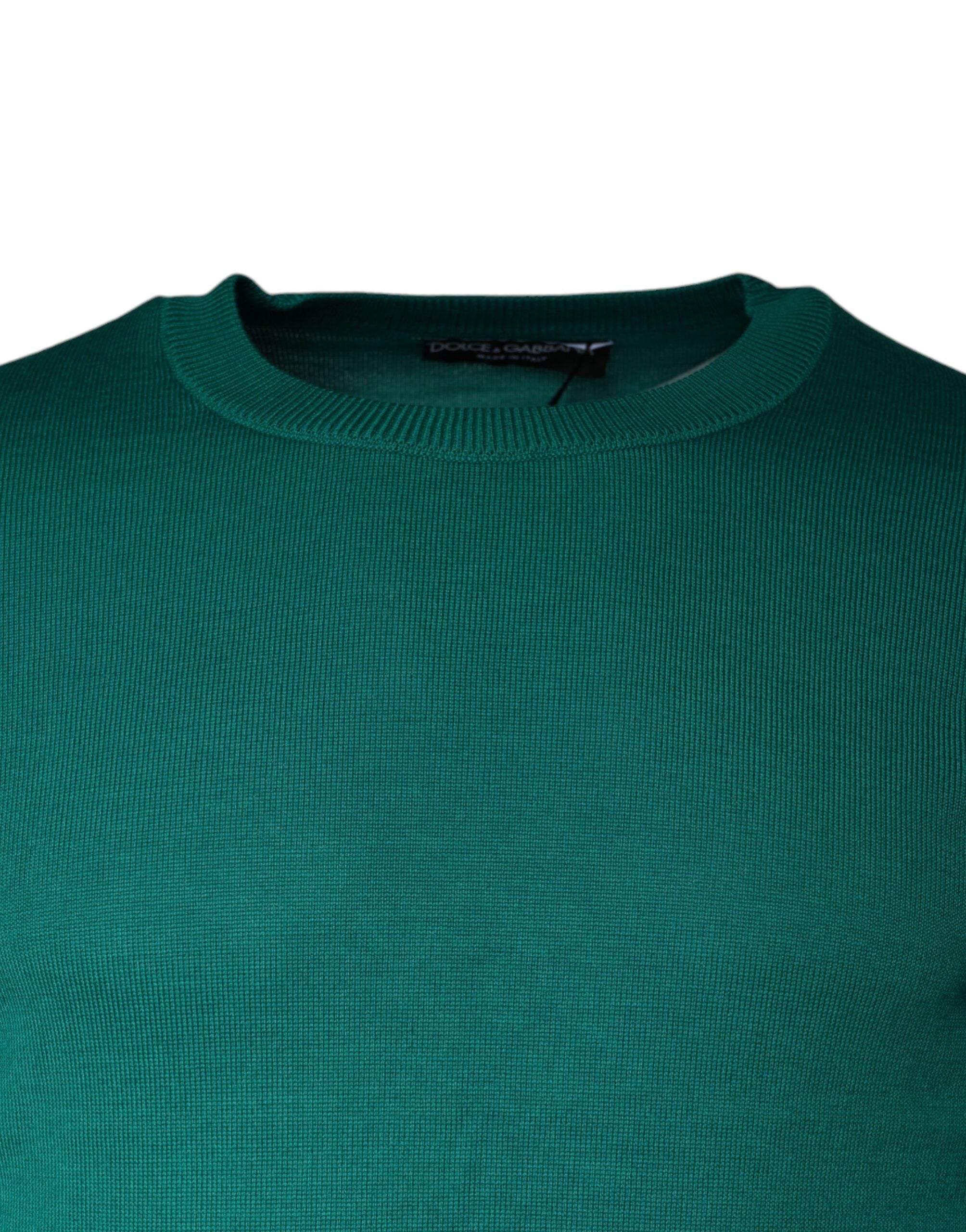 Dolce & Gabbana Green Wool Knit Crew Neck Pullover Sweater - Hilstor