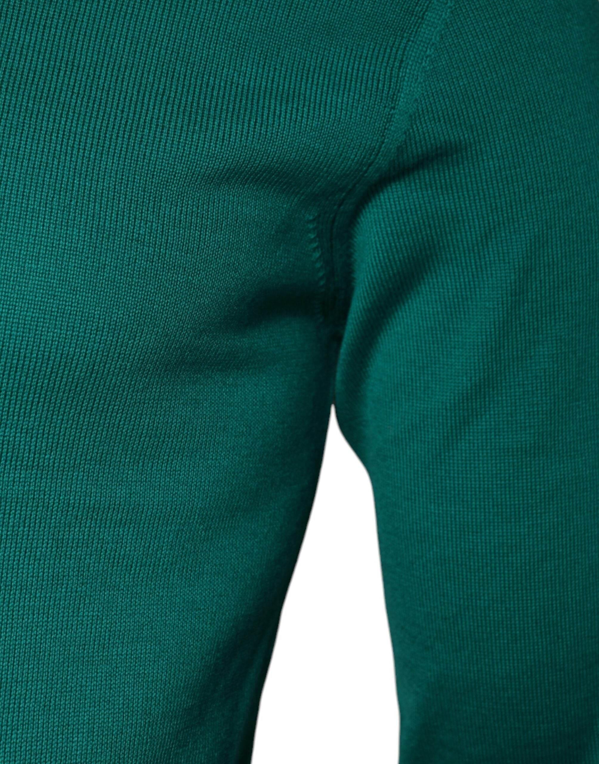 Dolce & Gabbana Green Wool Knit Crew Neck Pullover Sweater - Hilstor