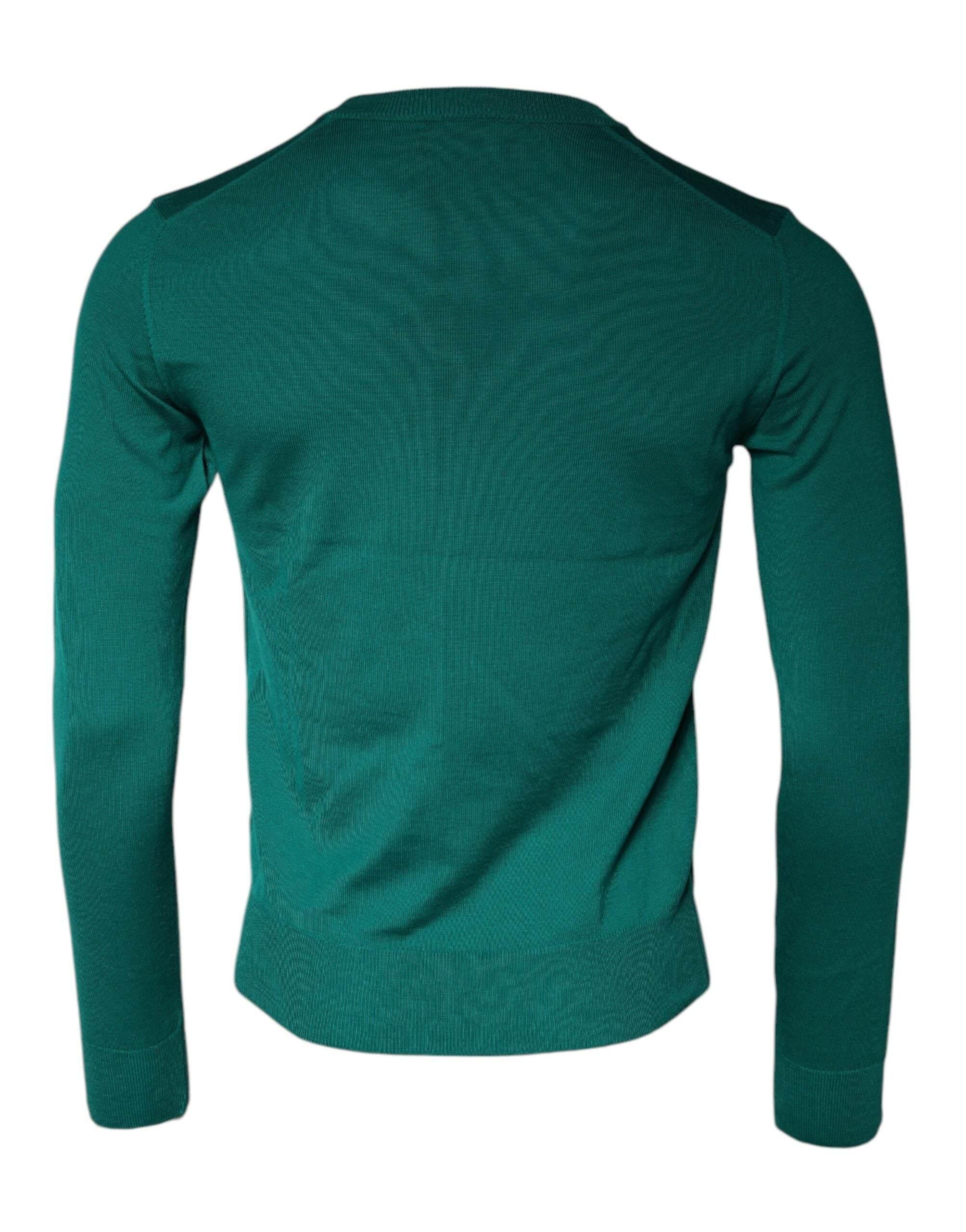 Dolce & Gabbana Green Wool Knit Crew Neck Pullover Sweater - Hilstor