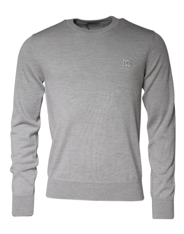 Dolce & Gabbana Light Gray Wool Crew Neck Pullover Sweater - Hilstor