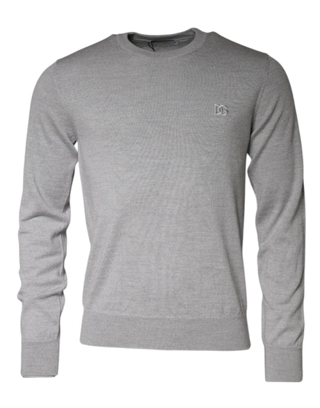 Dolce & Gabbana Light Gray Wool Crew Neck Pullover Sweater - Hilstor