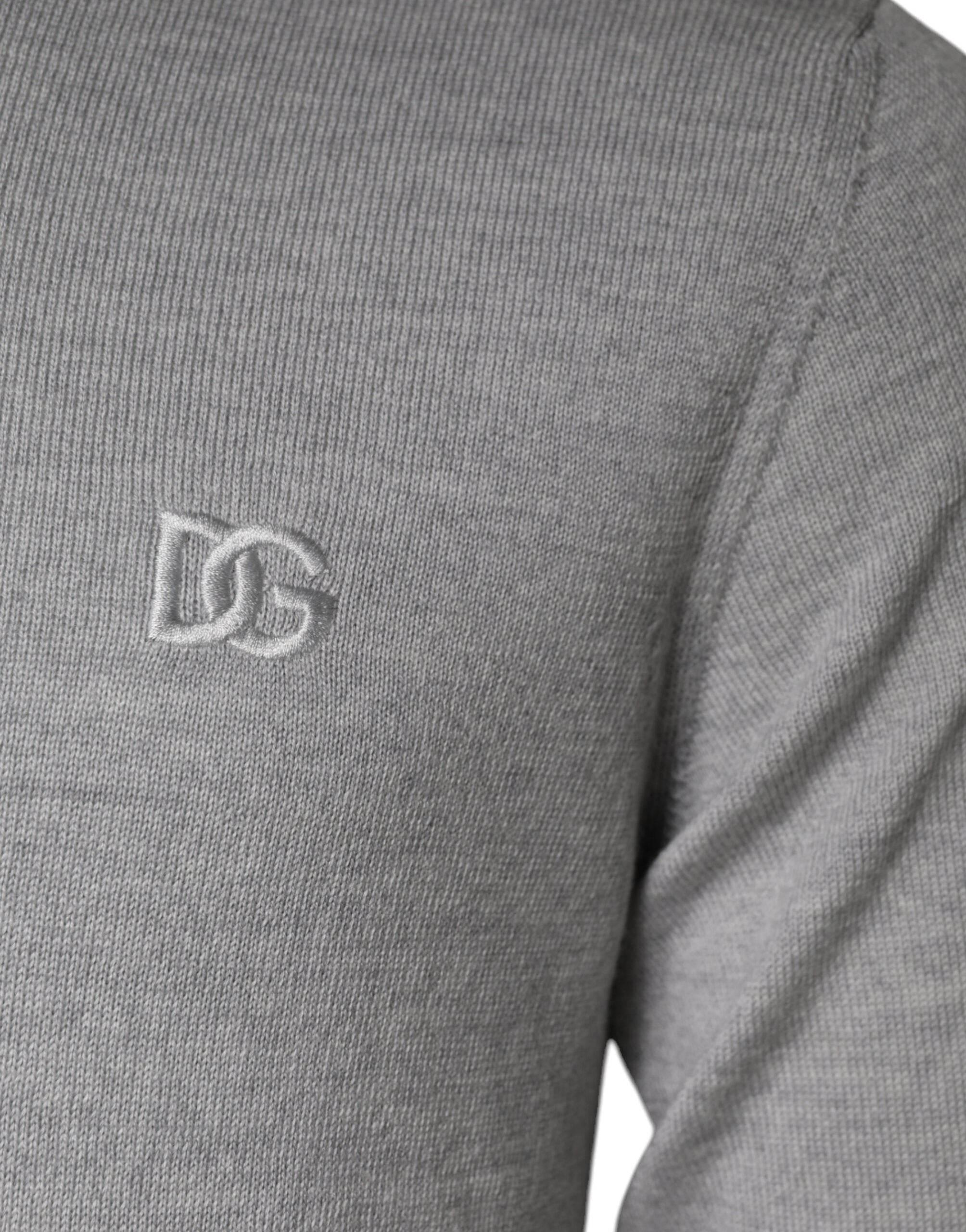 Dolce & Gabbana Light Gray Wool Crew Neck Pullover Sweater - Hilstor