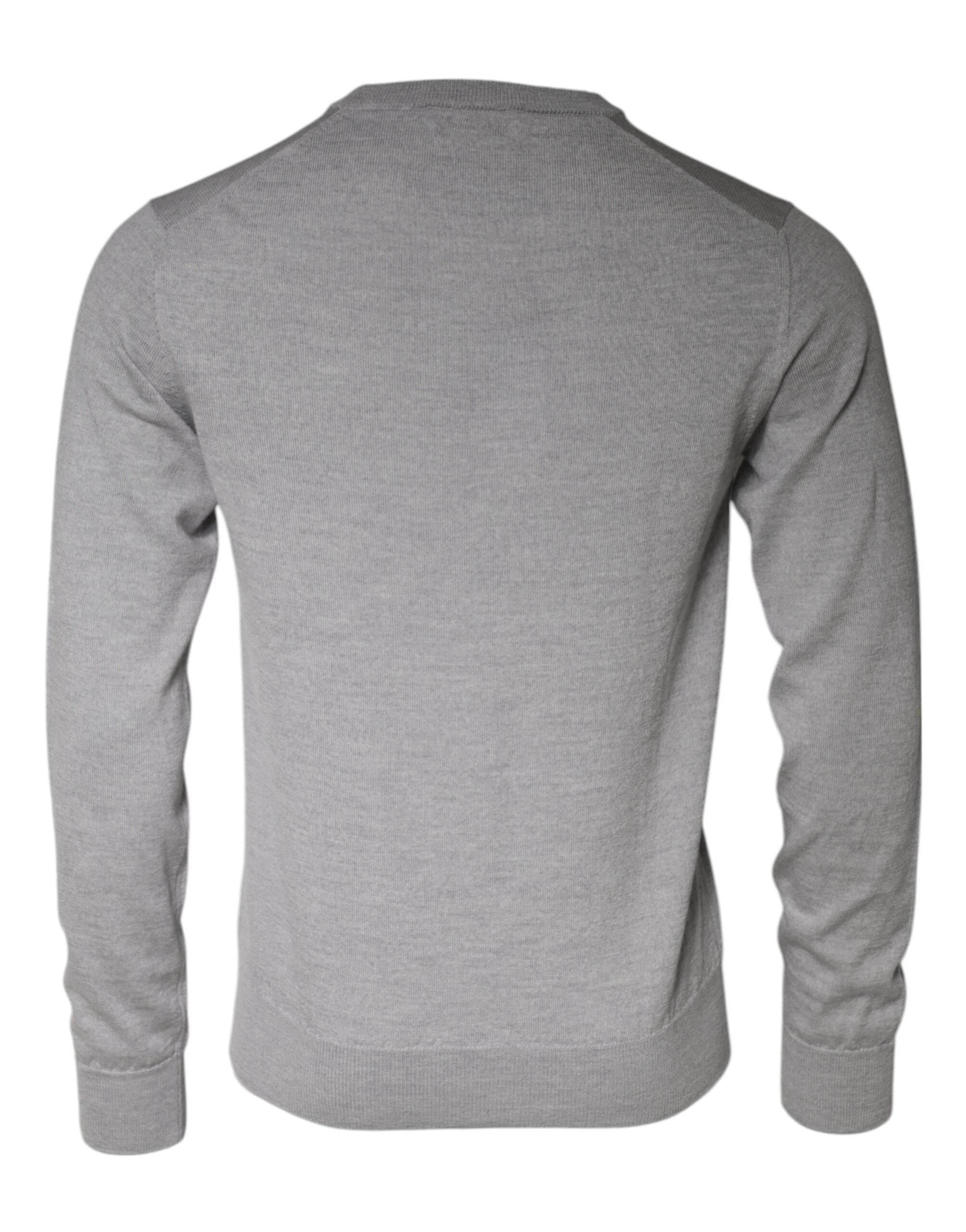 Dolce & Gabbana Light Gray Wool Crew Neck Pullover Sweater - Hilstor
