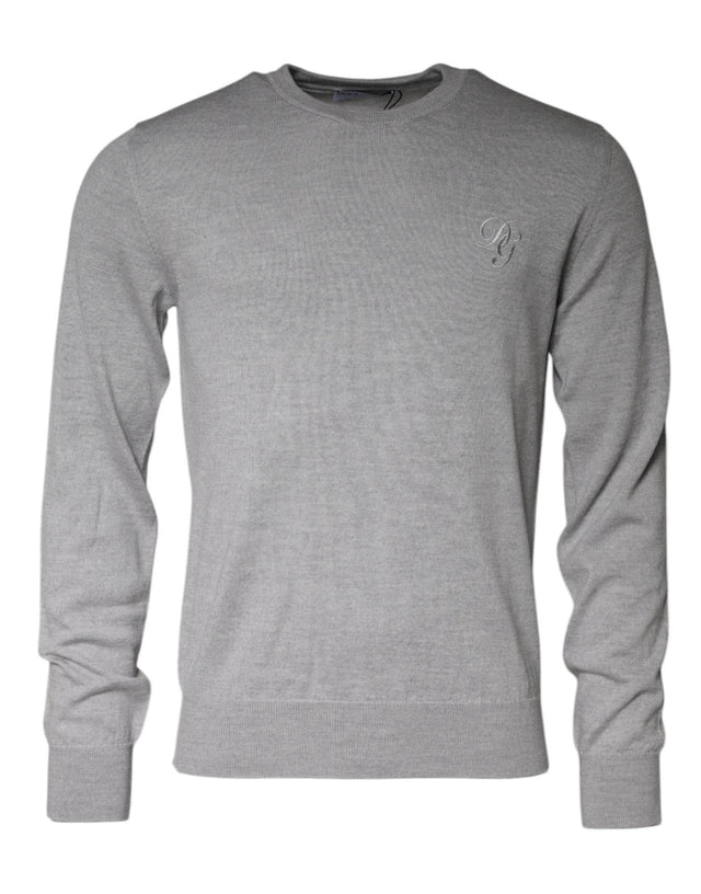 Dolce & Gabbana Light Gray Wool Crew Neck Pullover Sweater - Hilstor