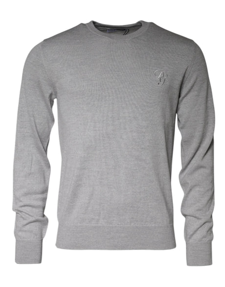 Dolce & Gabbana Light Gray Wool Crew Neck Pullover Sweater - Hilstor