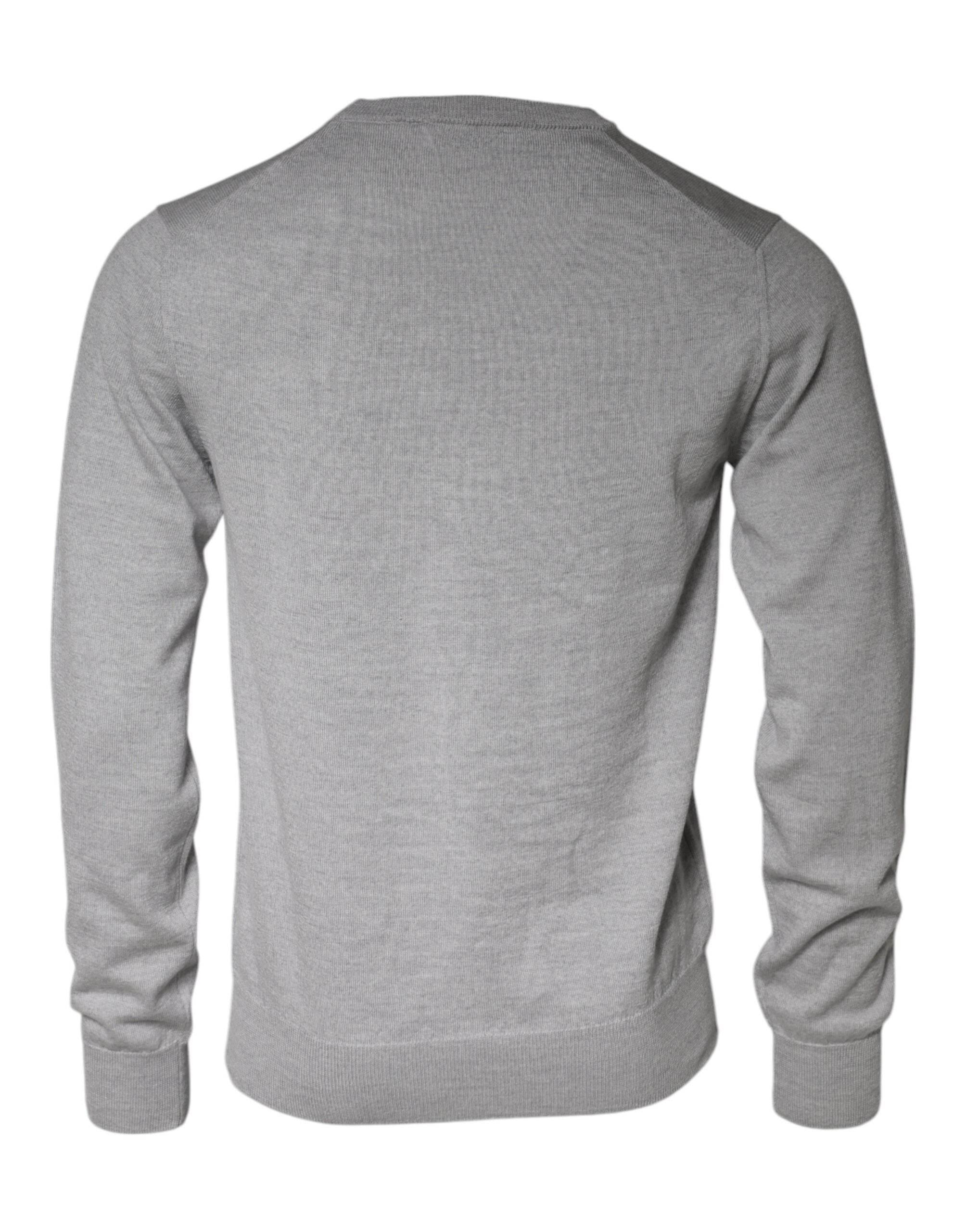 Dolce & Gabbana Light Gray Wool Crew Neck Pullover Sweater - Hilstor