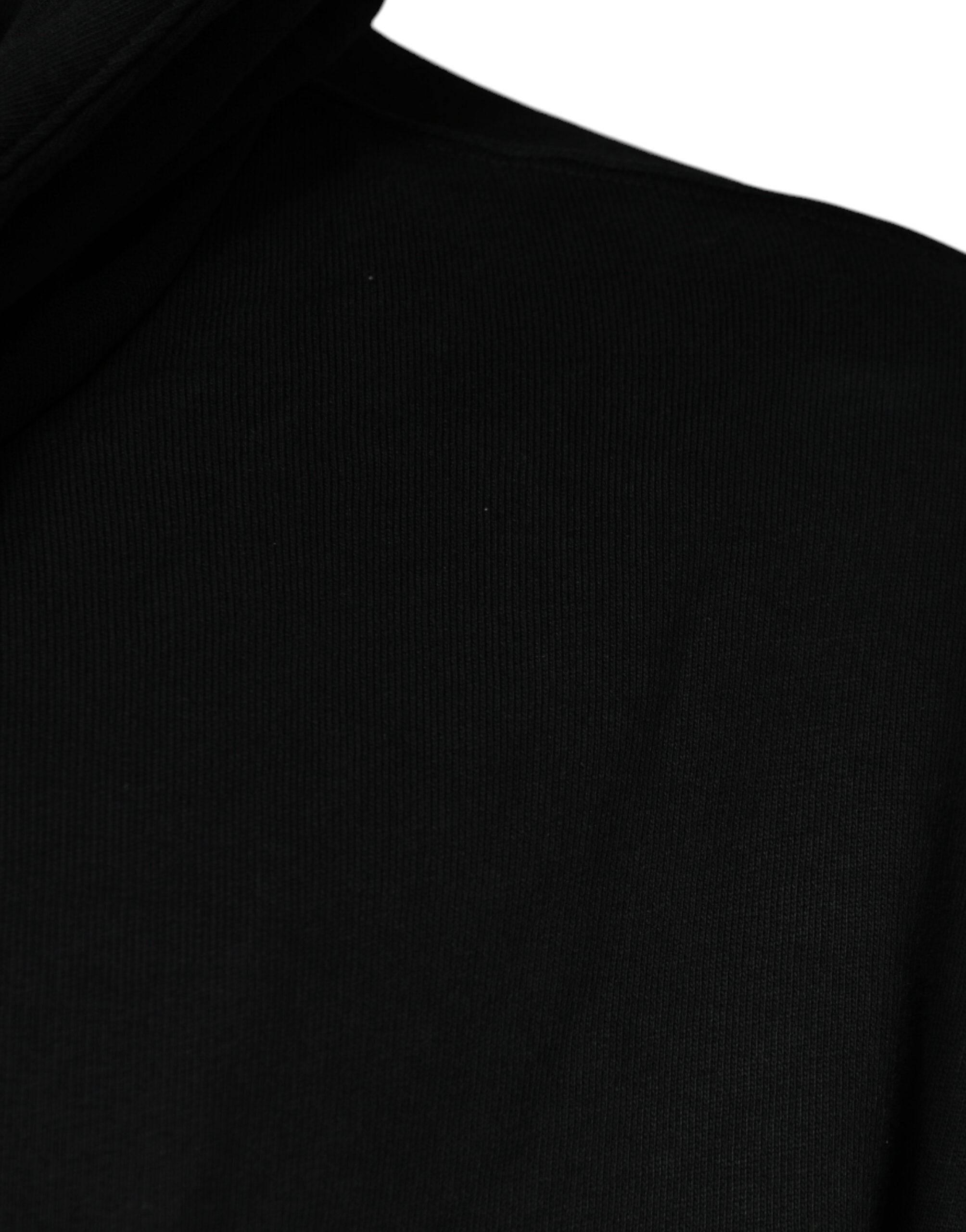 Dolce & Gabbana Black Logo Plaque Hooded Full Zip Sweater - Hilstor