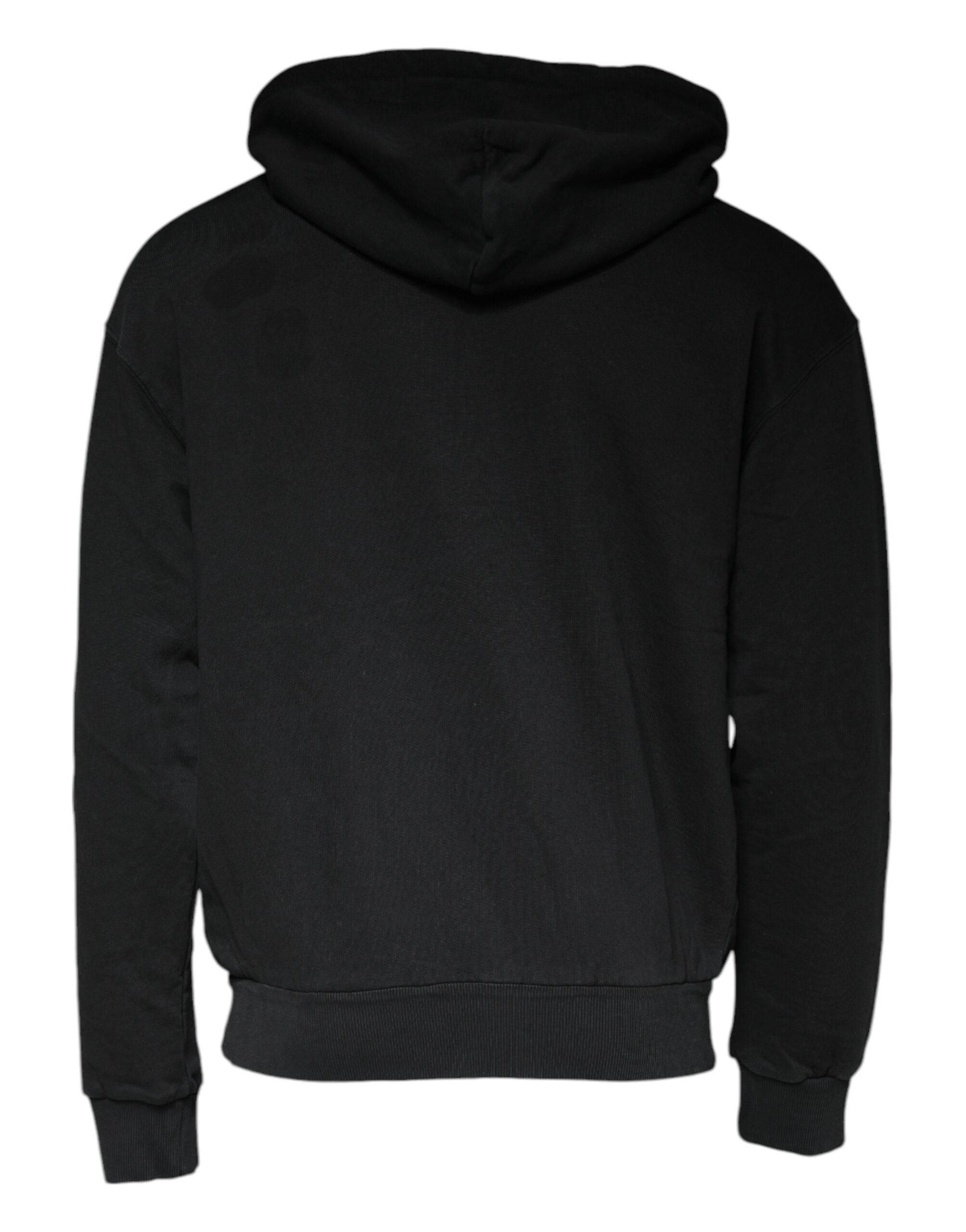 Dolce & Gabbana Black Logo Plaque Hooded Full Zip Sweater - Hilstor