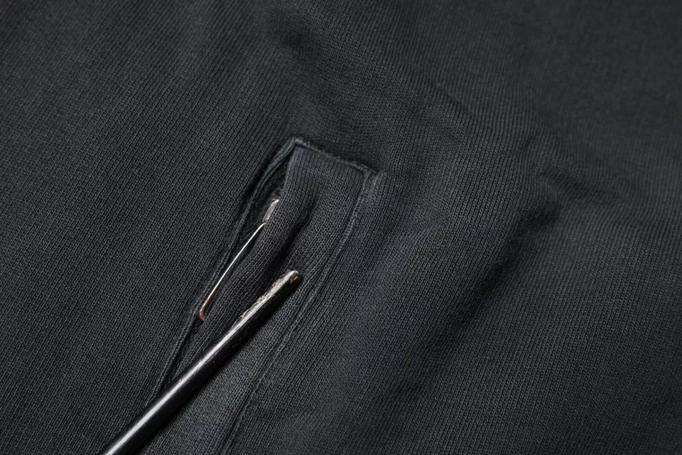 Dolce &amp; Gabbana Black Logo Plaque Sweater med hætte og fuld lynlås
