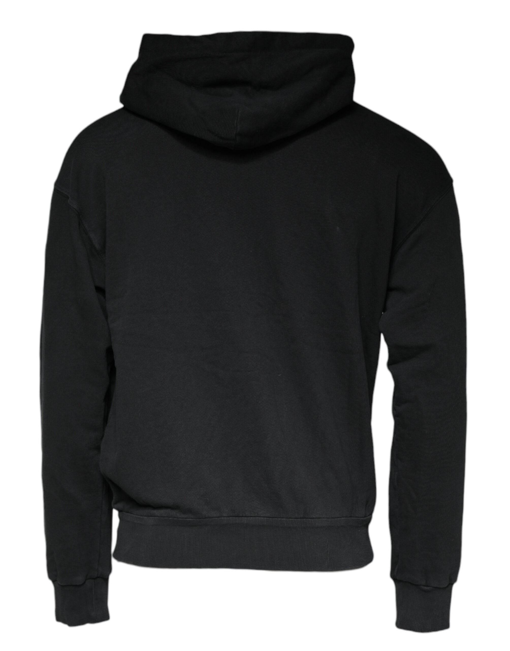 Dolce & Gabbana Black Logo Plaque Hooded Full Zip Sweater - Hilstor