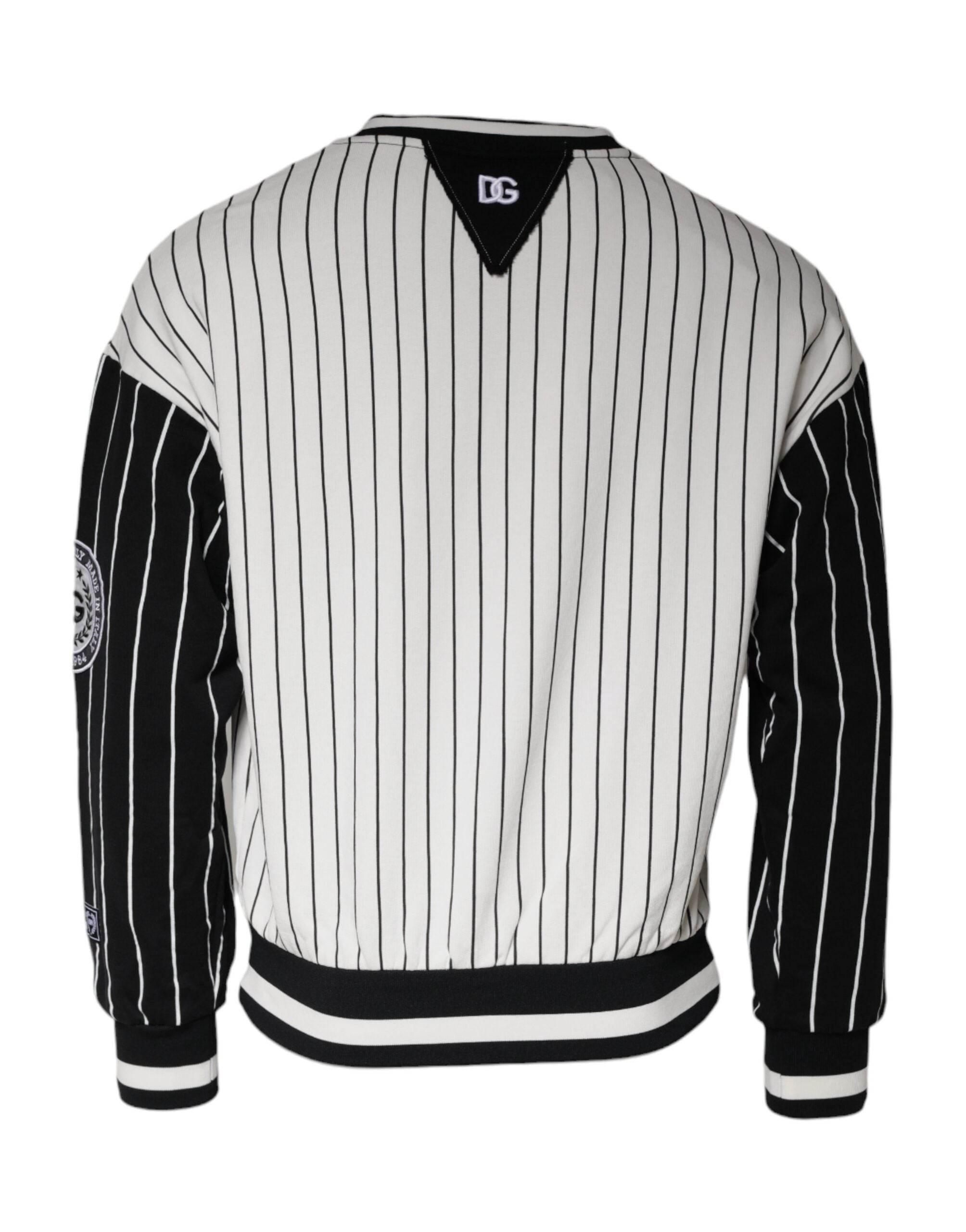 Dolce & Gabbana Black White Stripes Logo Sweatshirt Sweater - Hilstor