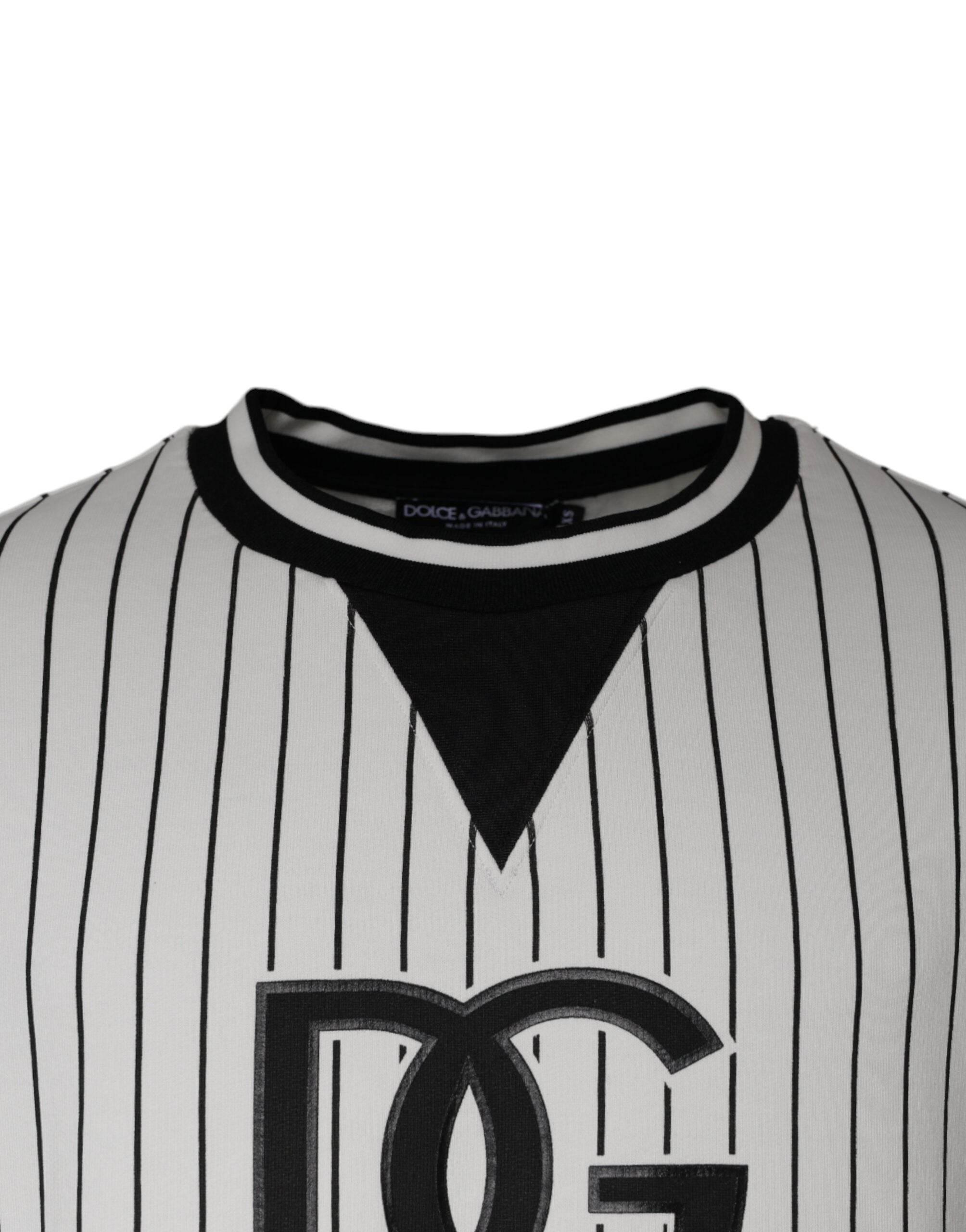 Dolce & Gabbana Black White Stripes Logo Sweatshirt Sweater - Hilstor
