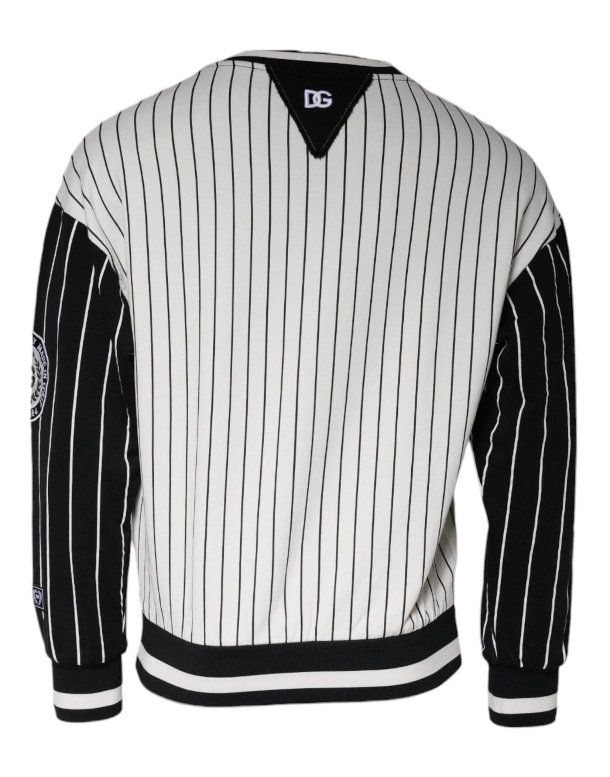 Dolce & Gabbana Black White Stripes Logo Sweatshirt Sweater - Hilstor