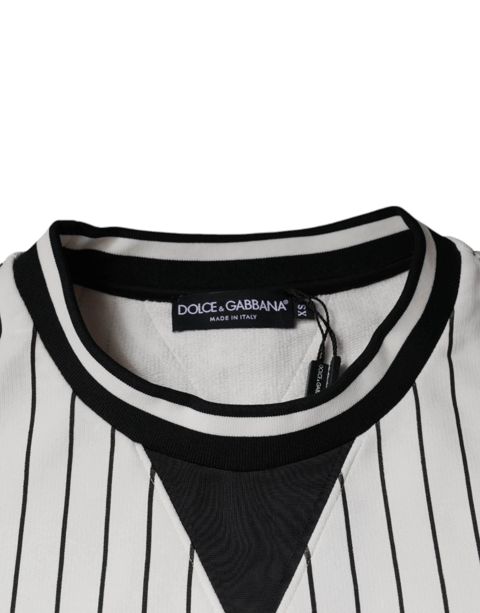 Dolce & Gabbana Black White Stripes Logo Sweatshirt Sweater - Hilstor