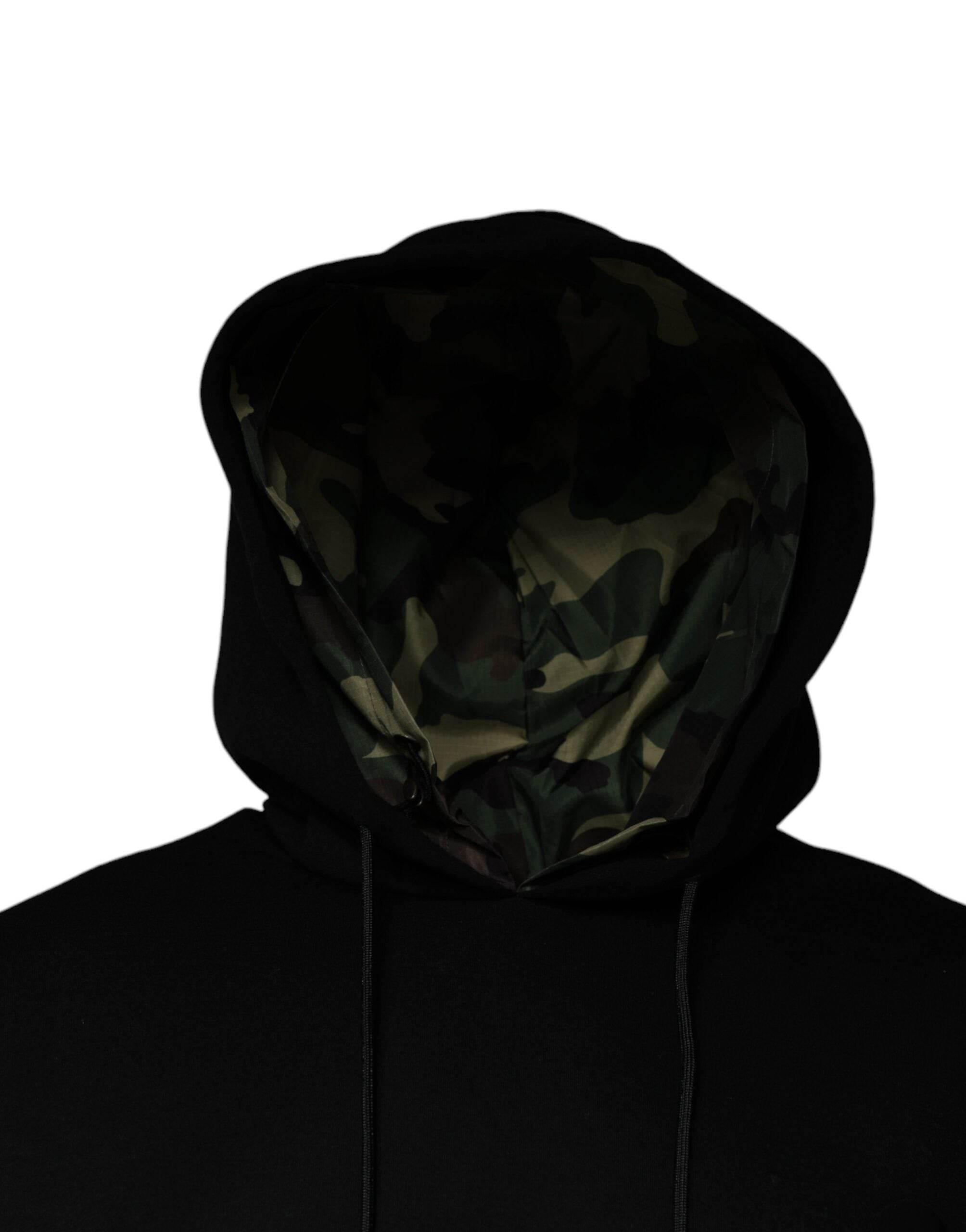 Dolce & Gabbana Black Pocket CottonHooded Sweatshirt Sweater - Hilstor