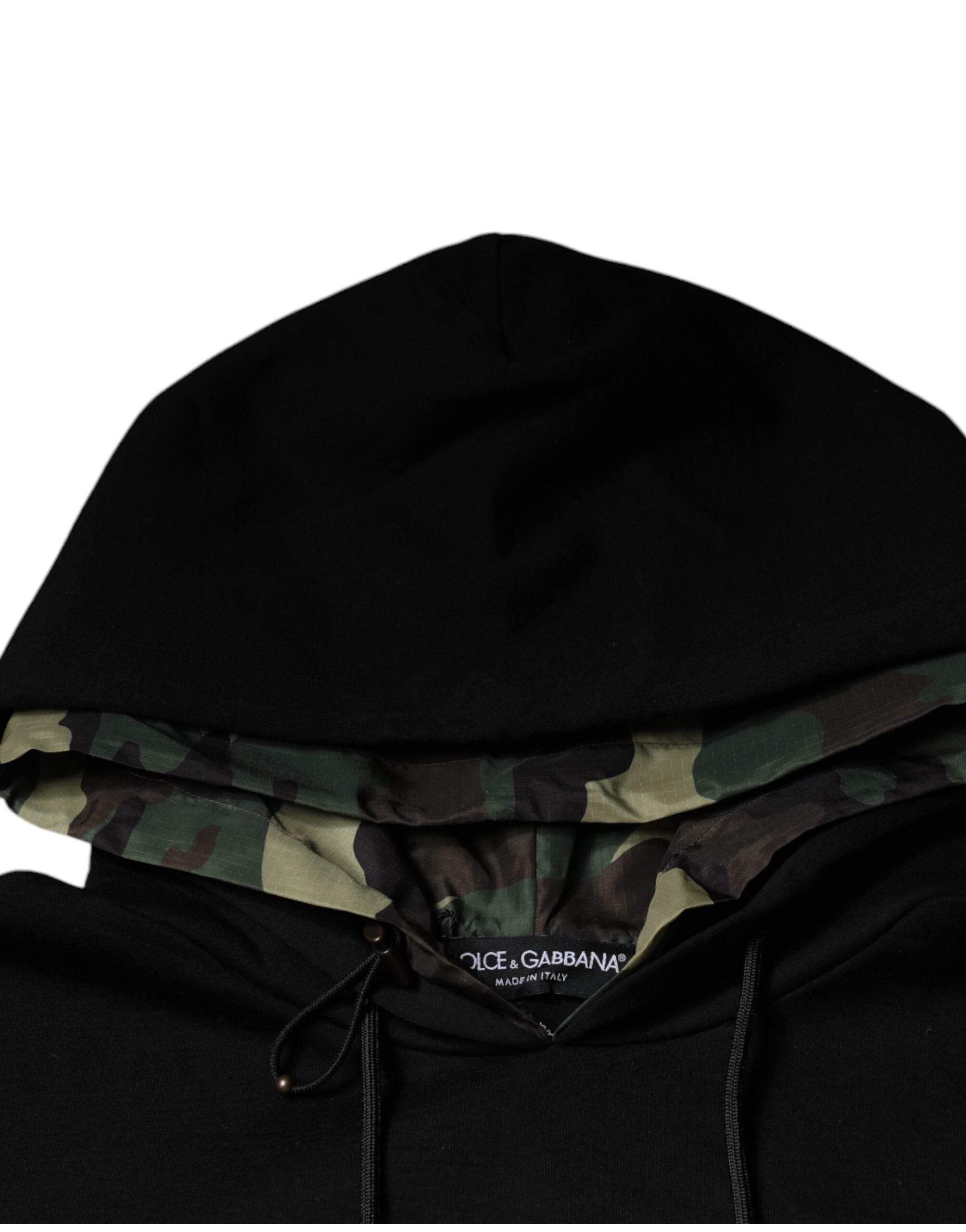 Dolce & Gabbana Black Pocket CottonHooded Sweatshirt Sweater - Hilstor