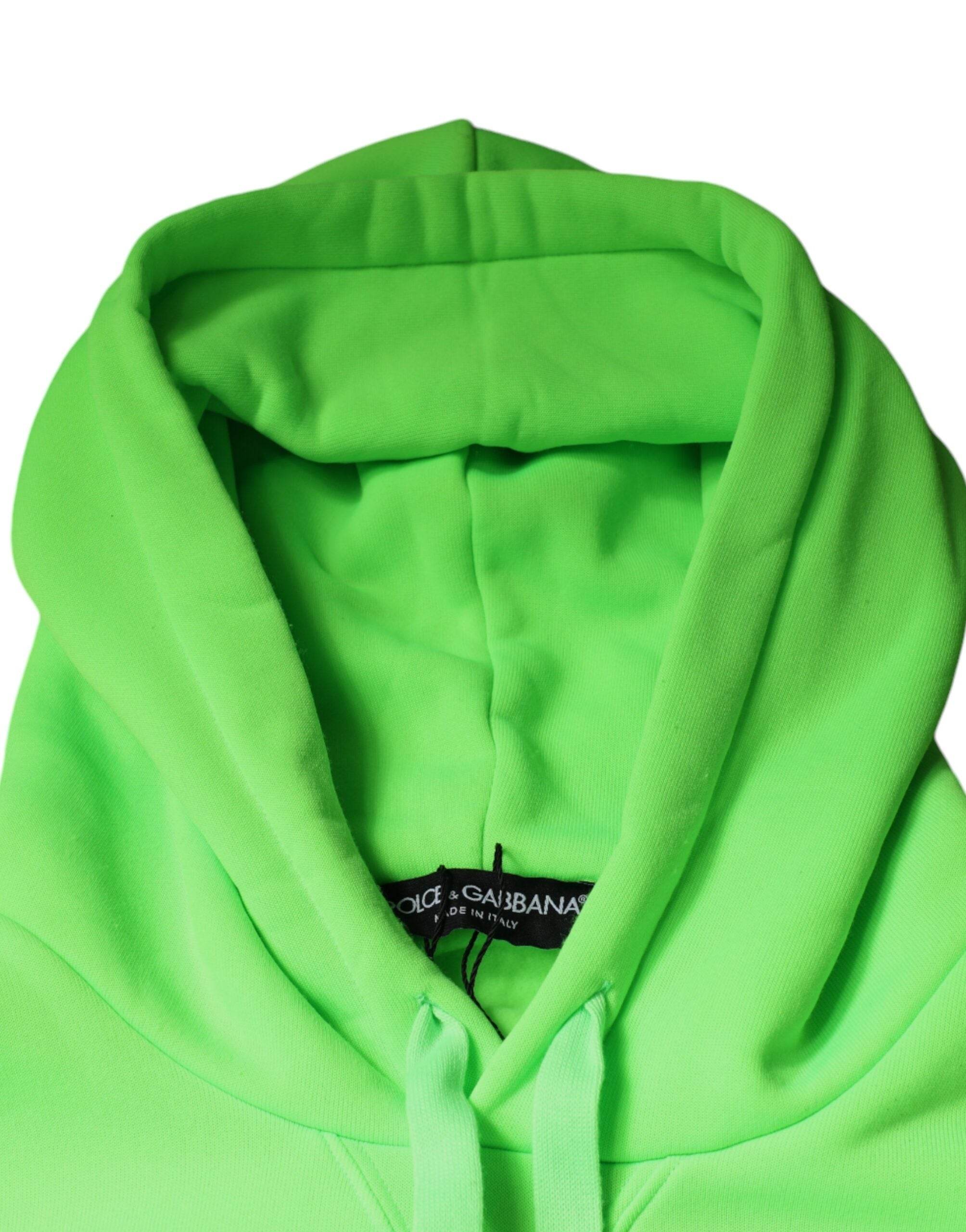 Dolce & Gabbana Green Logo Hooded Pullover Sweatshirt Sweater - Hilstor