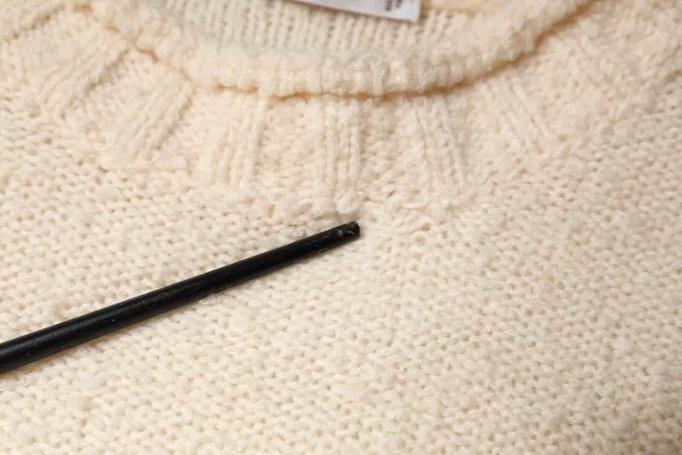 KANGRA Beige Wool Knit Long Sleeve Round Neck Pullover Sweater - Hilstor