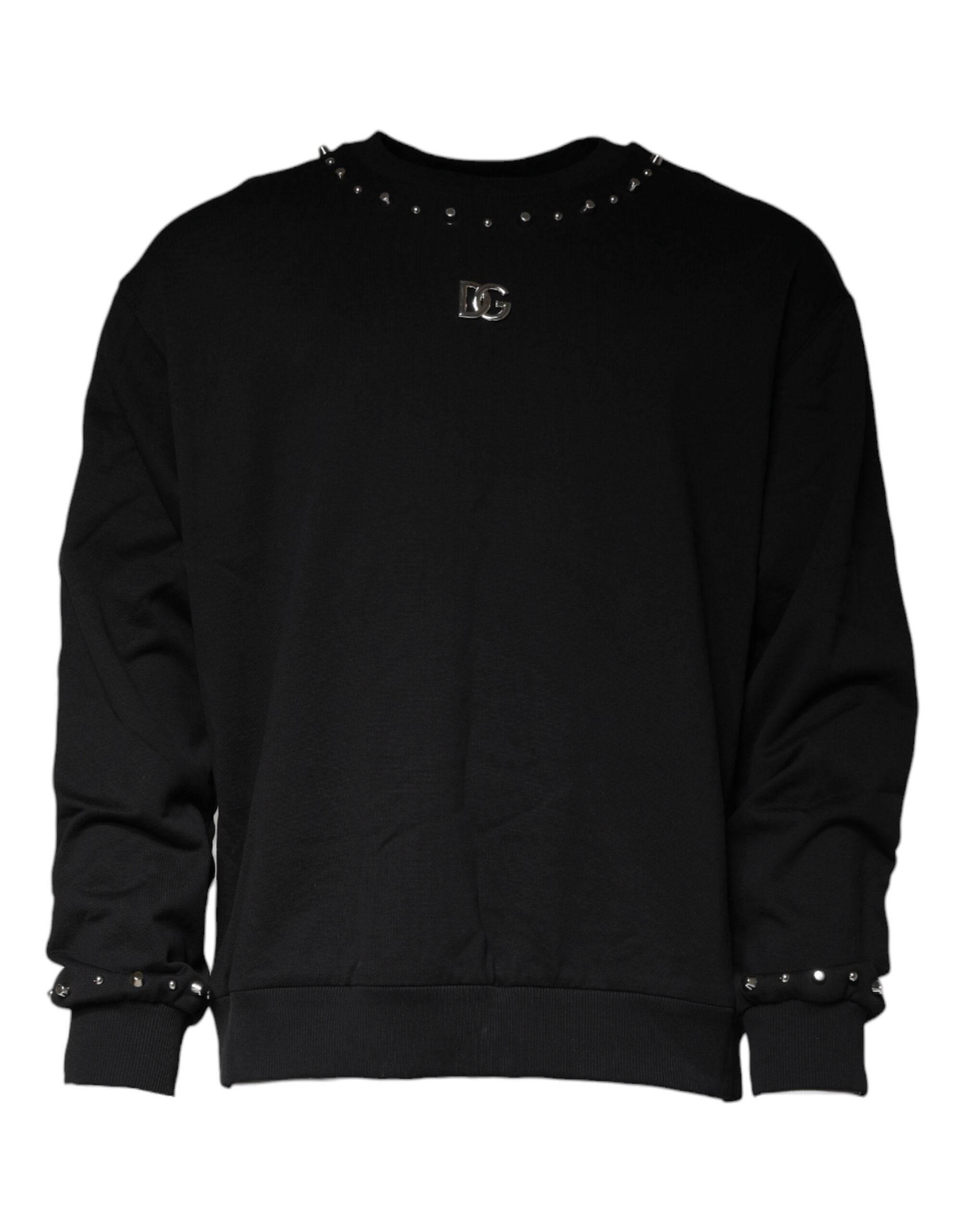 Dolce & Gabbana Black Logo Stud Pullover Sweatshirt Sweater - Hilstor