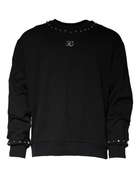 Dolce & Gabbana Black Logo Stud Pullover Sweatshirt Sweater - Hilstor