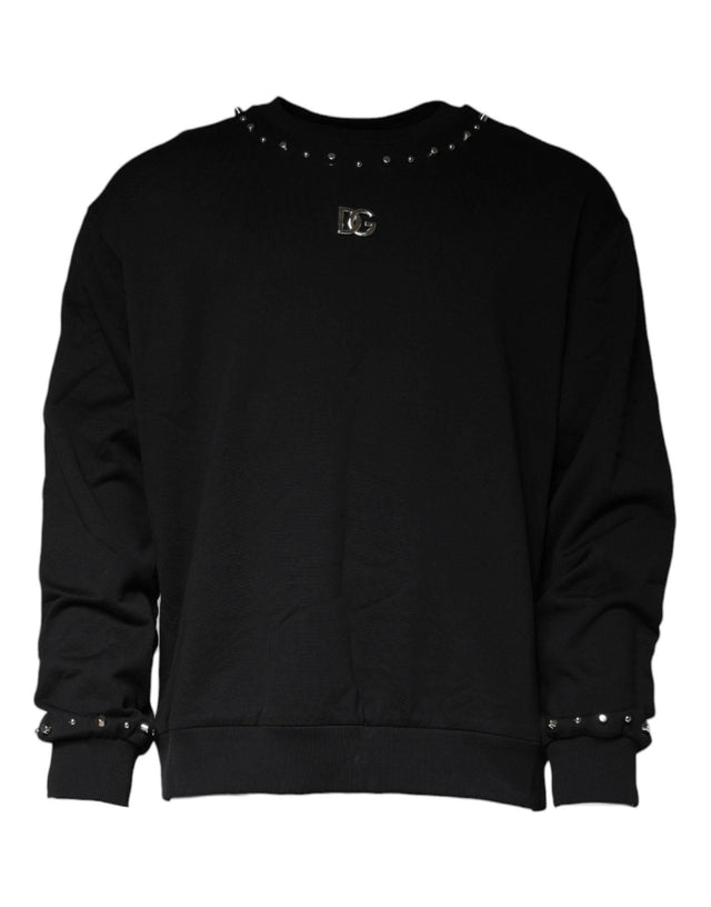 Dolce & Gabbana Black Logo Stud Pullover Sweatshirt Sweater - Hilstor