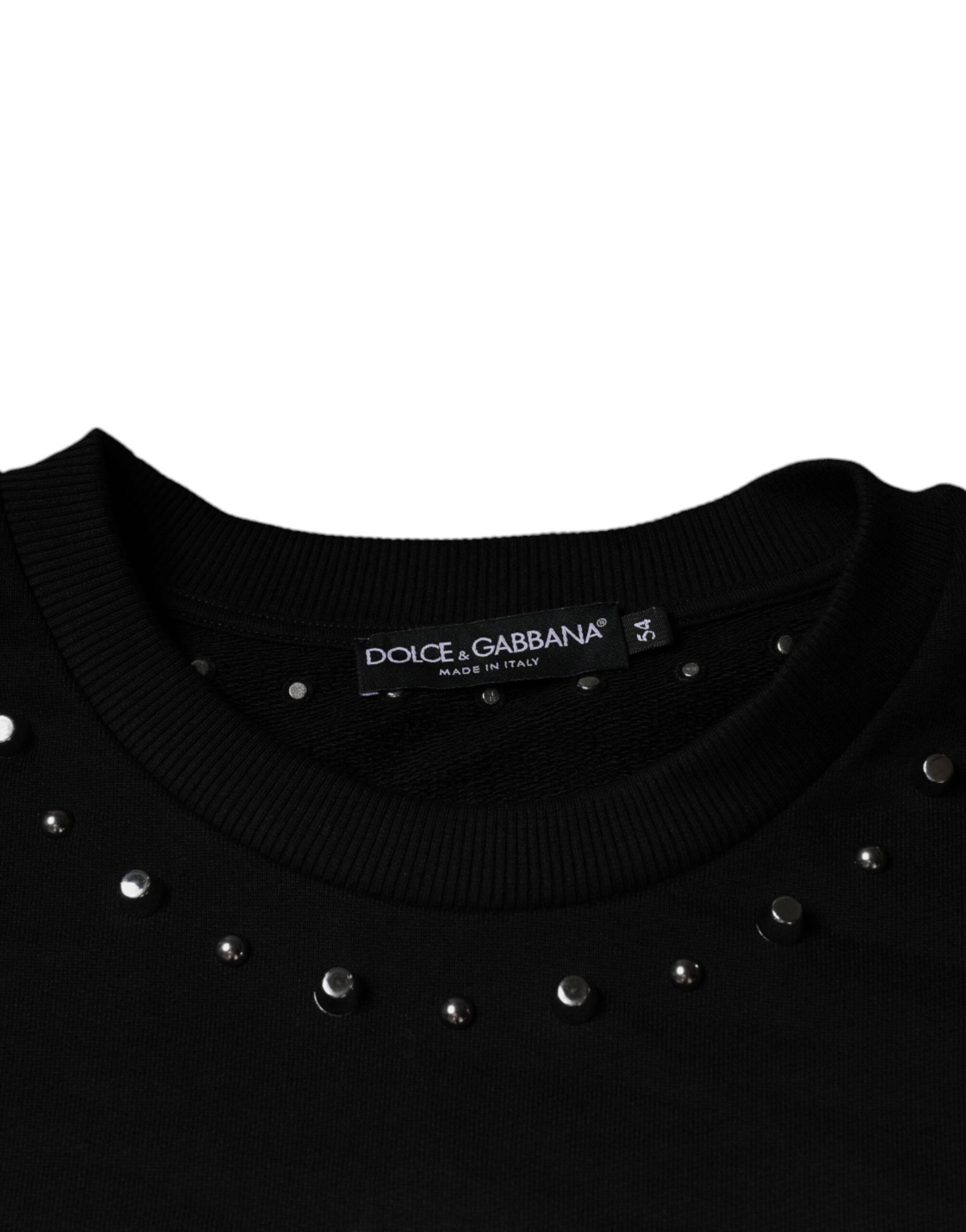 Dolce & Gabbana Black Logo Stud Pullover Sweatshirt Sweater - Hilstor