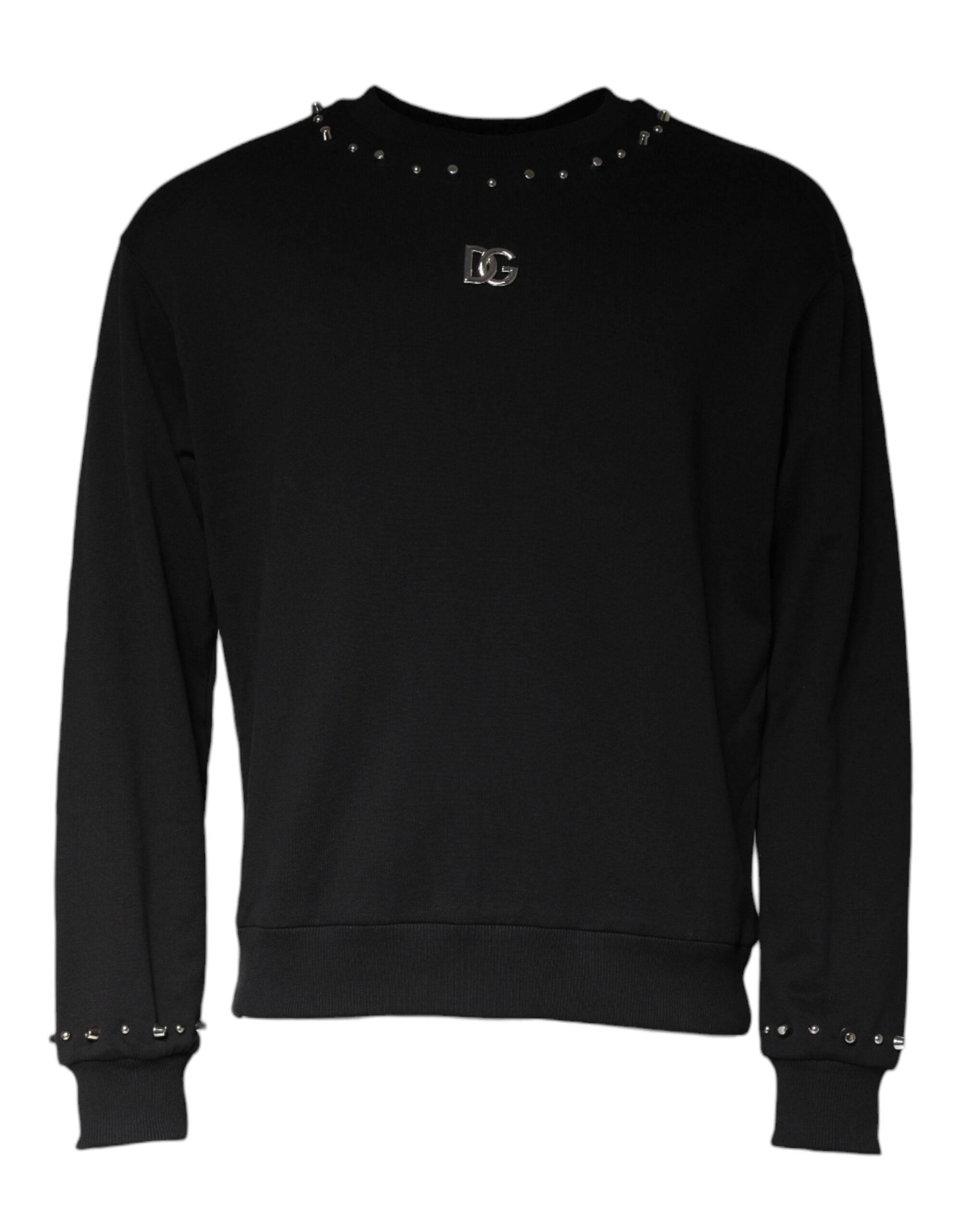 Dolce & Gabbana Black Logo Stud Pullover Sweatshirt Sweater - Hilstor