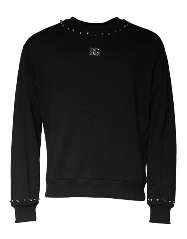 Dolce & Gabbana Black Logo Stud Pullover Sweatshirt Sweater - Hilstor