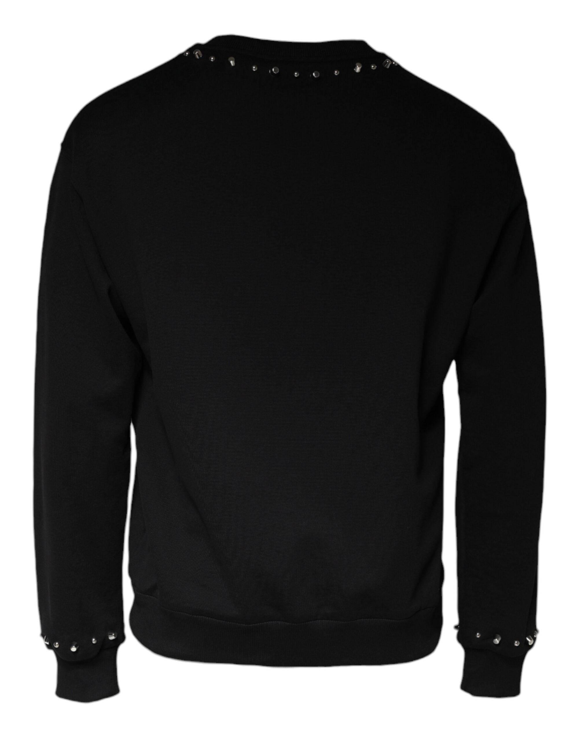 Dolce & Gabbana Black Logo Stud Pullover Sweatshirt Sweater - Hilstor