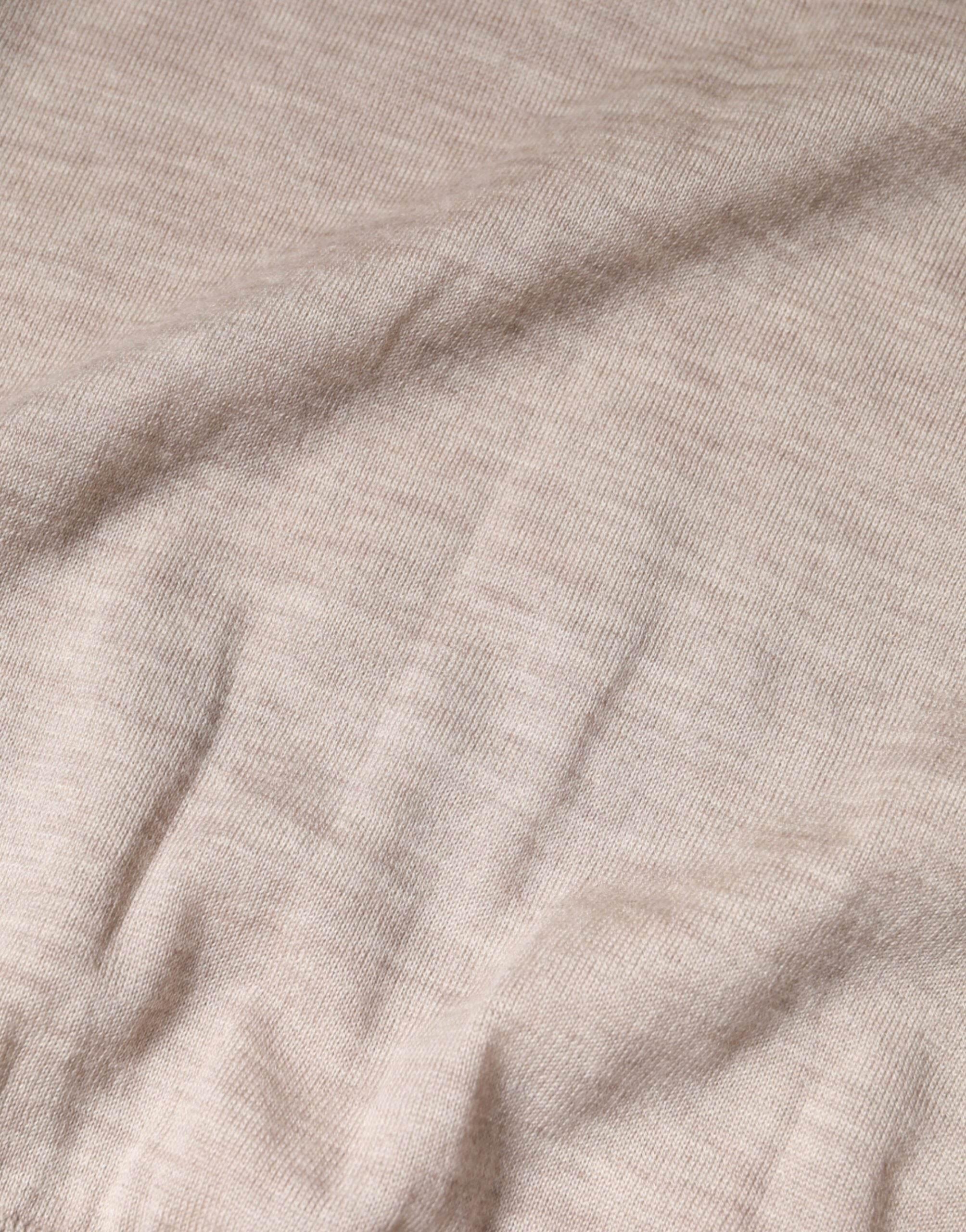 Dolce & Gabbana Beige Cashmere Knit Collared Pullover Sweater - Hilstor