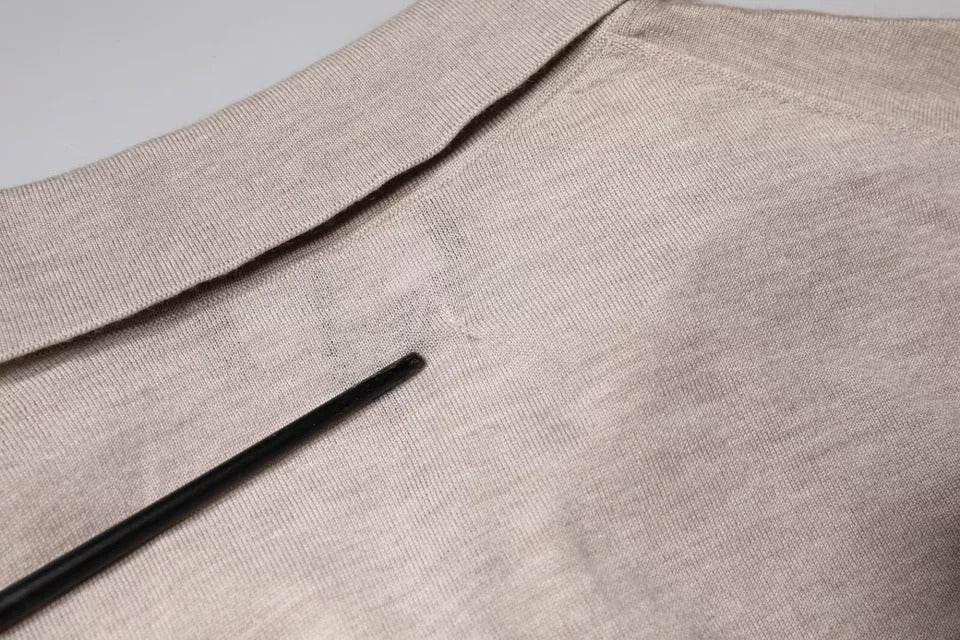 Dolce & Gabbana Beige Cashmere Knit Collared Pullover Sweater - Hilstor