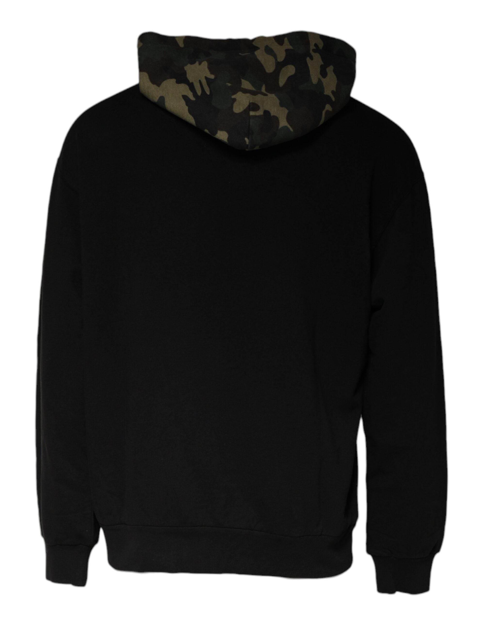 Dolce & Gabbana Black Camouflage Hooded Sweatshirt Sweater - Hilstor
